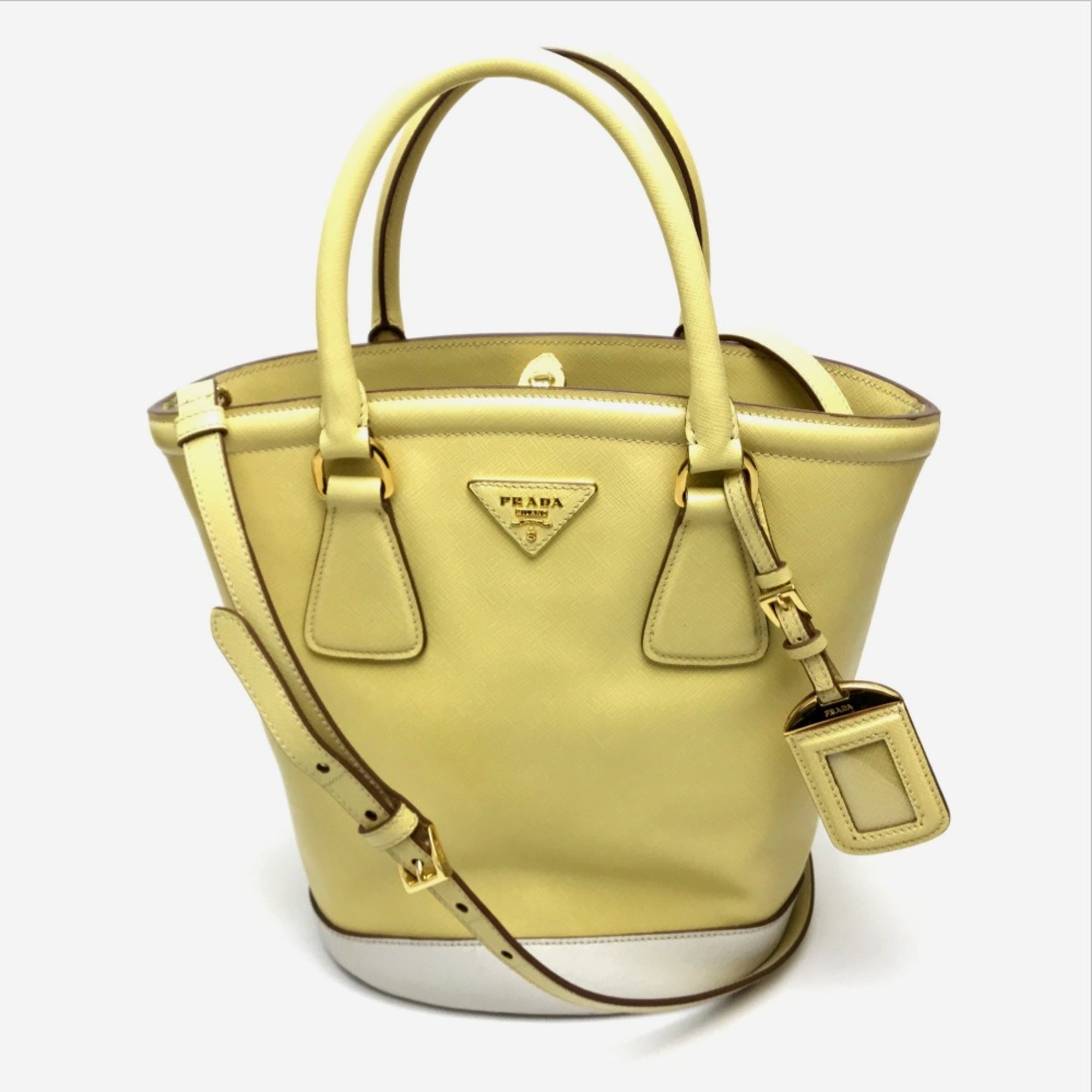 Prada Yellow Leather Shoulder Bag (Pre-Owned)