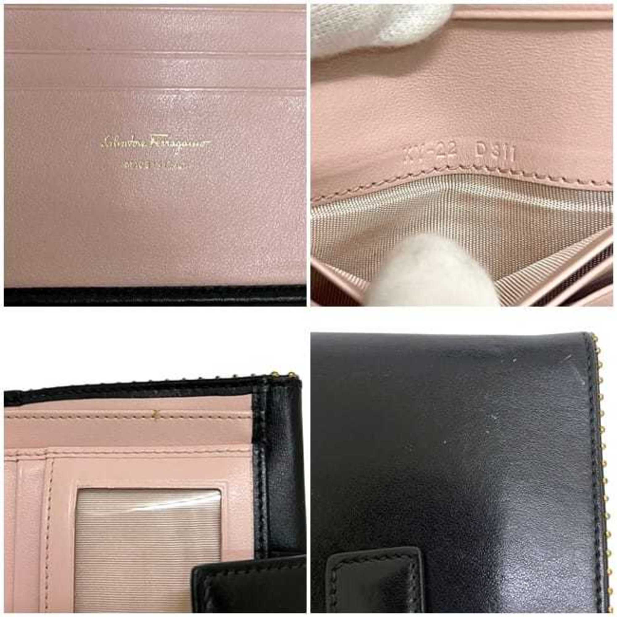 Salvatore Ferragamo Black Leather Wallet (Bi-Fold) (Pre-Owned)