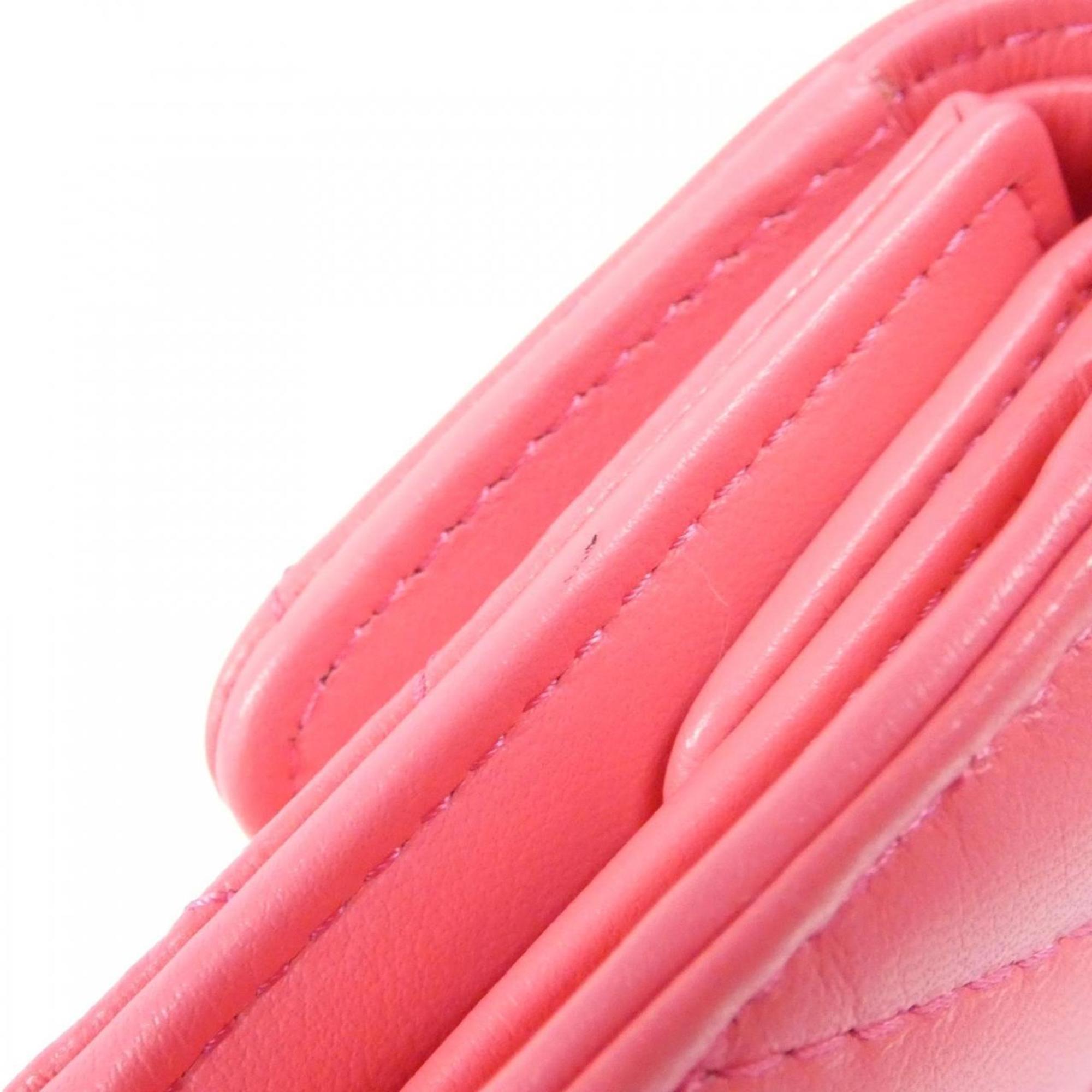 Chanel Pink Leather Wallet (Tri-Fold) (Pre-Owned)