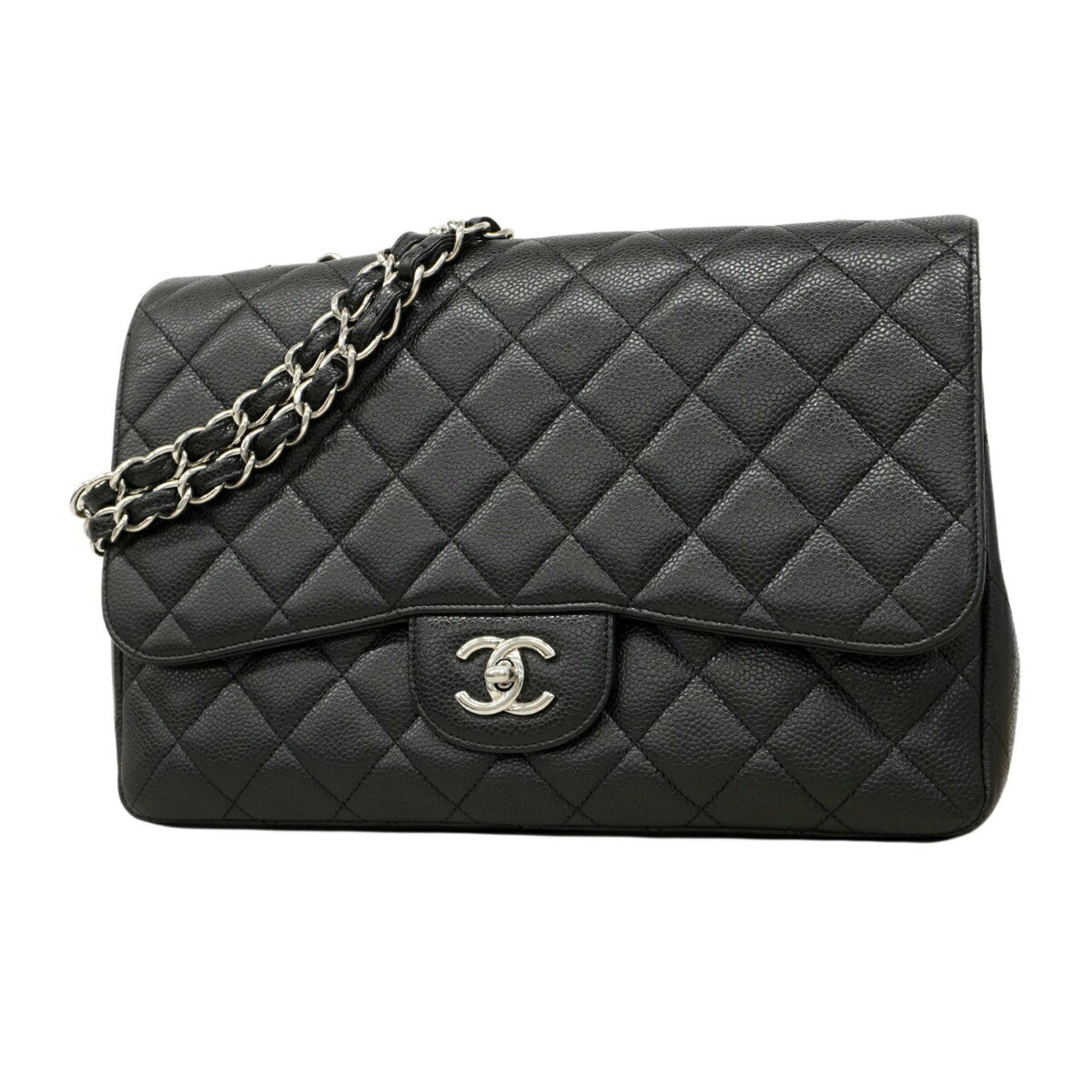 Chanel Black Grained Calfskin Shoulder Bag (Pre-Owned)