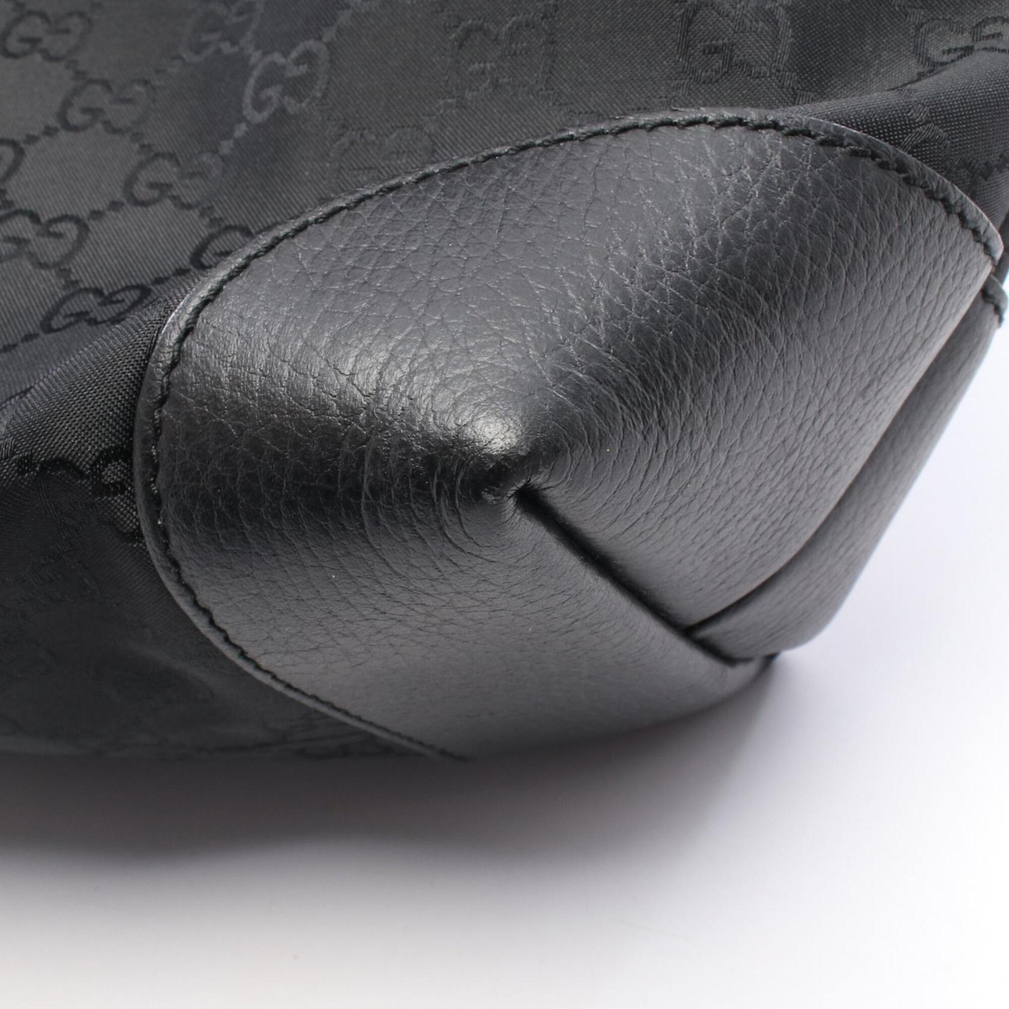 Gucci Black Canvas Leather Tote Bag (Pre-Owned)