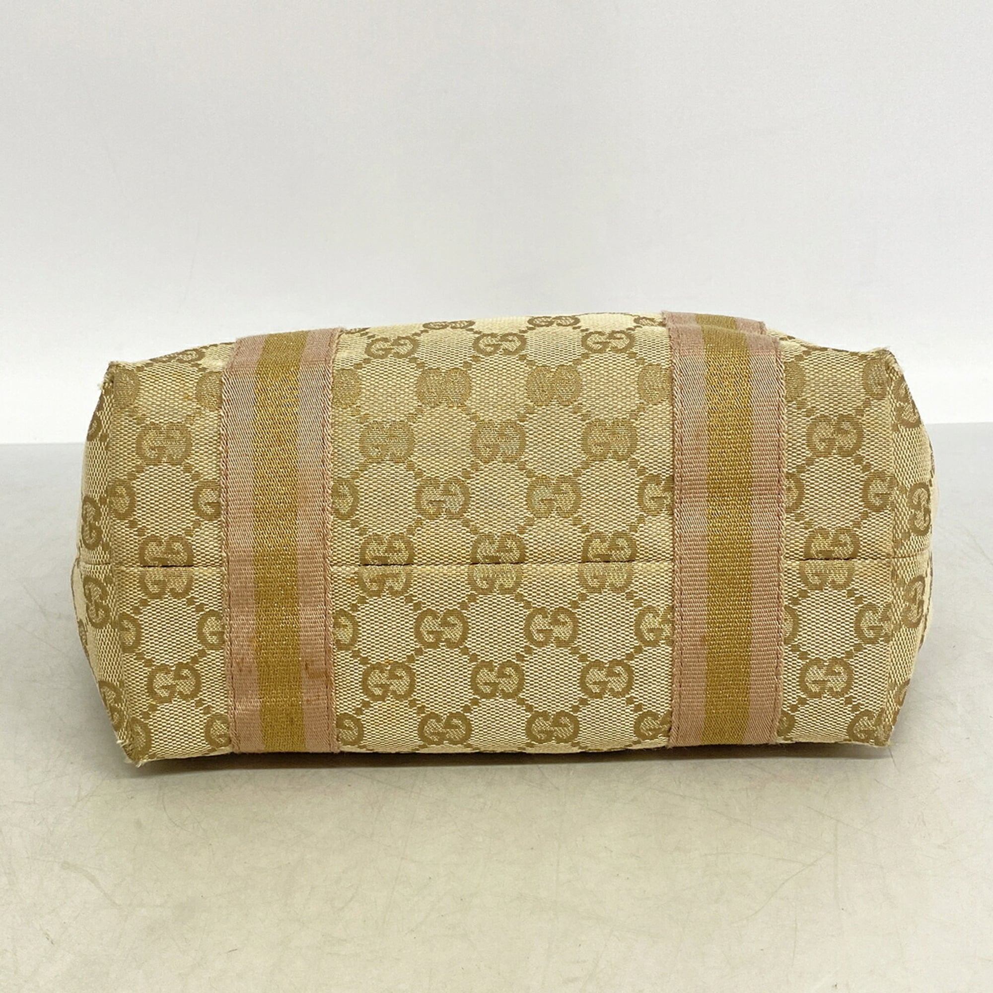 Gucci Beige Brown Canvas Handbag (Pre-Owned)