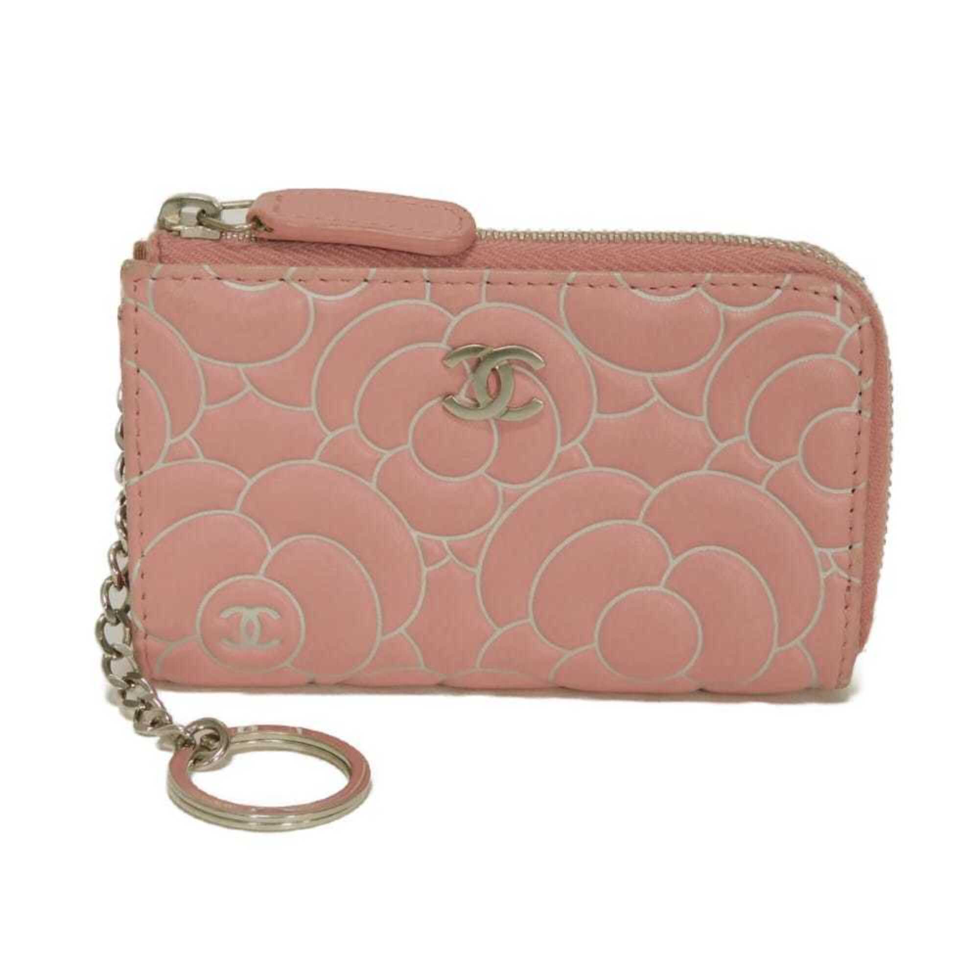 Chanel Camellia Pink Leather Coin Purse/Coin Case (Pre-Owned)