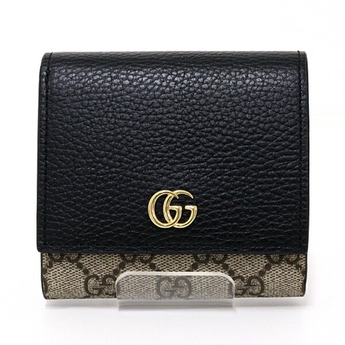 Gucci Beige Black Gg Supreme Canvas Leather Coin Purse/Coin Case (Pre-Owned)