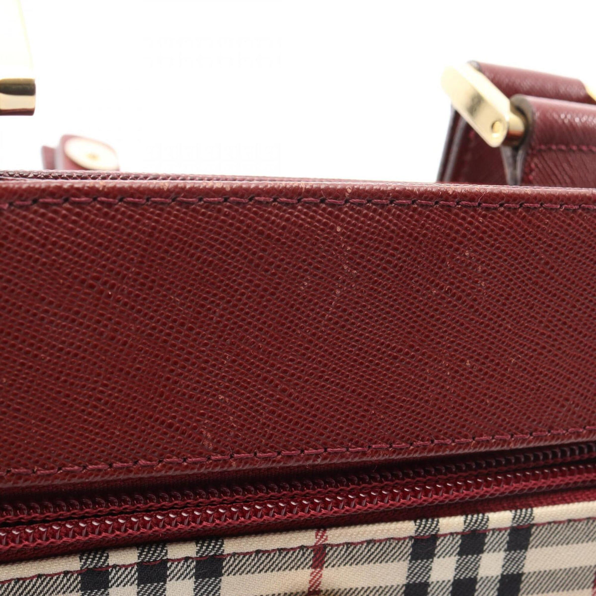 Burberry Beige Bordeaux Multi-Color Canvas Leather Handbag Shoulder Bag (Pre-Owned)