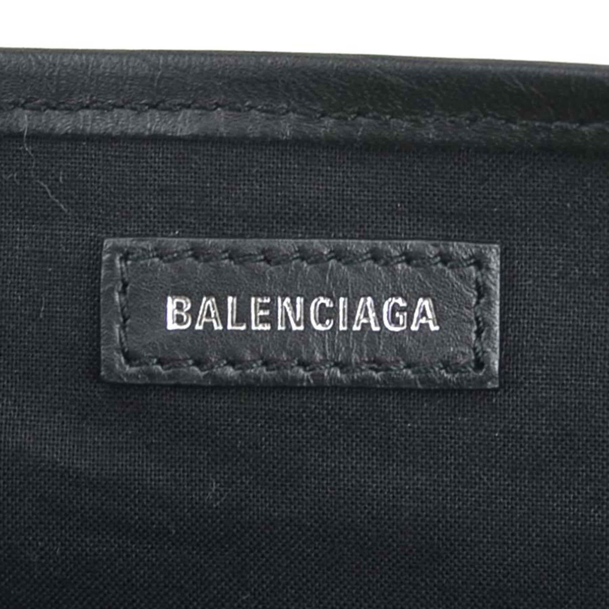 Balenciaga Black White Canvas Leather Handbag Shoulder Bag (Pre-Owned)