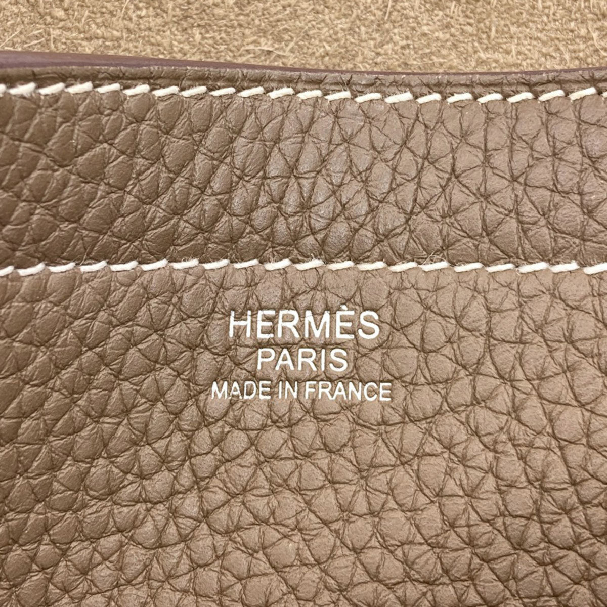 Hermes Grayish Taurillon Clemence Leather Tote Bag (Pre-Owned)