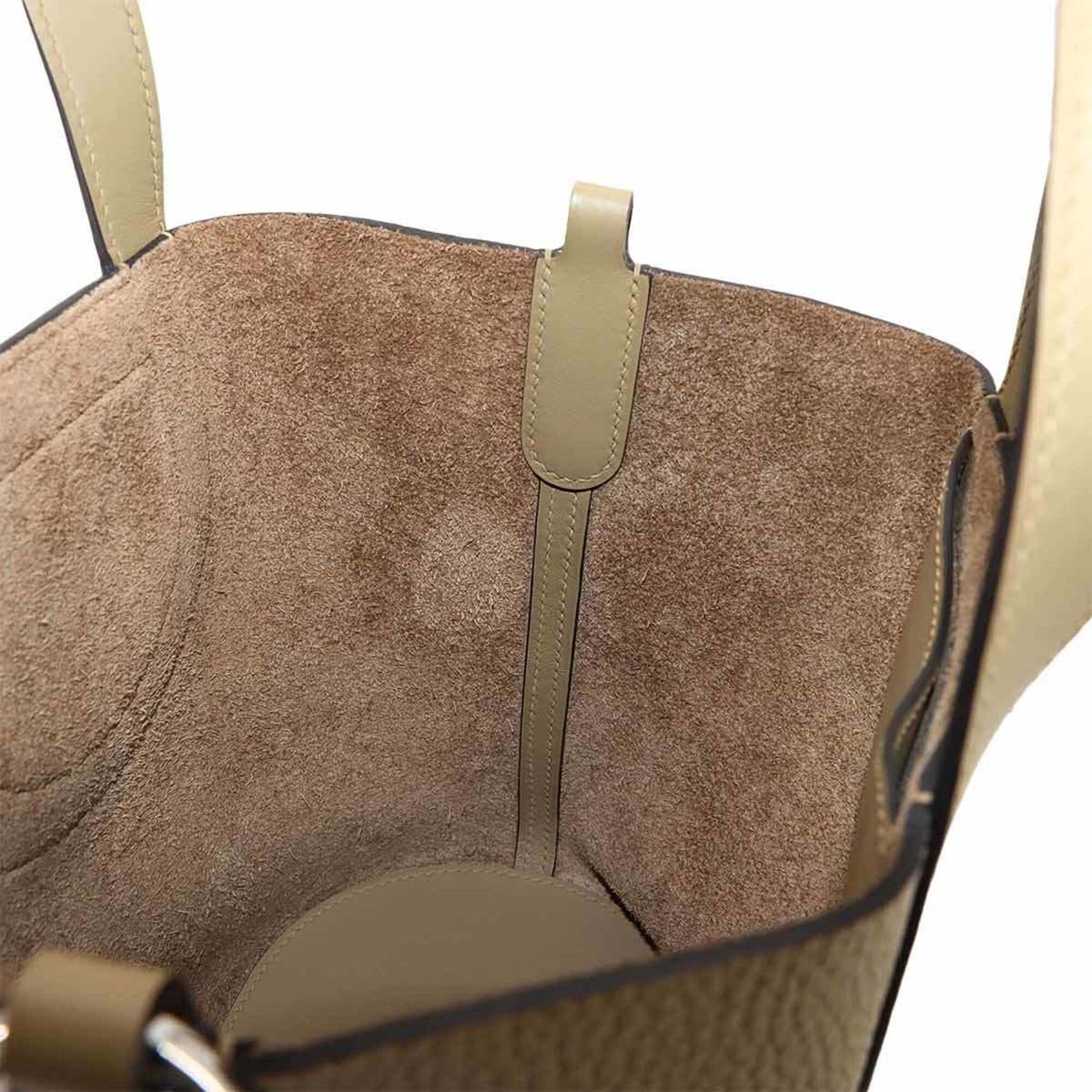 Hermes Silver Taurillon Clemence Leather Swift Leather Handbag (Pre-Owned)