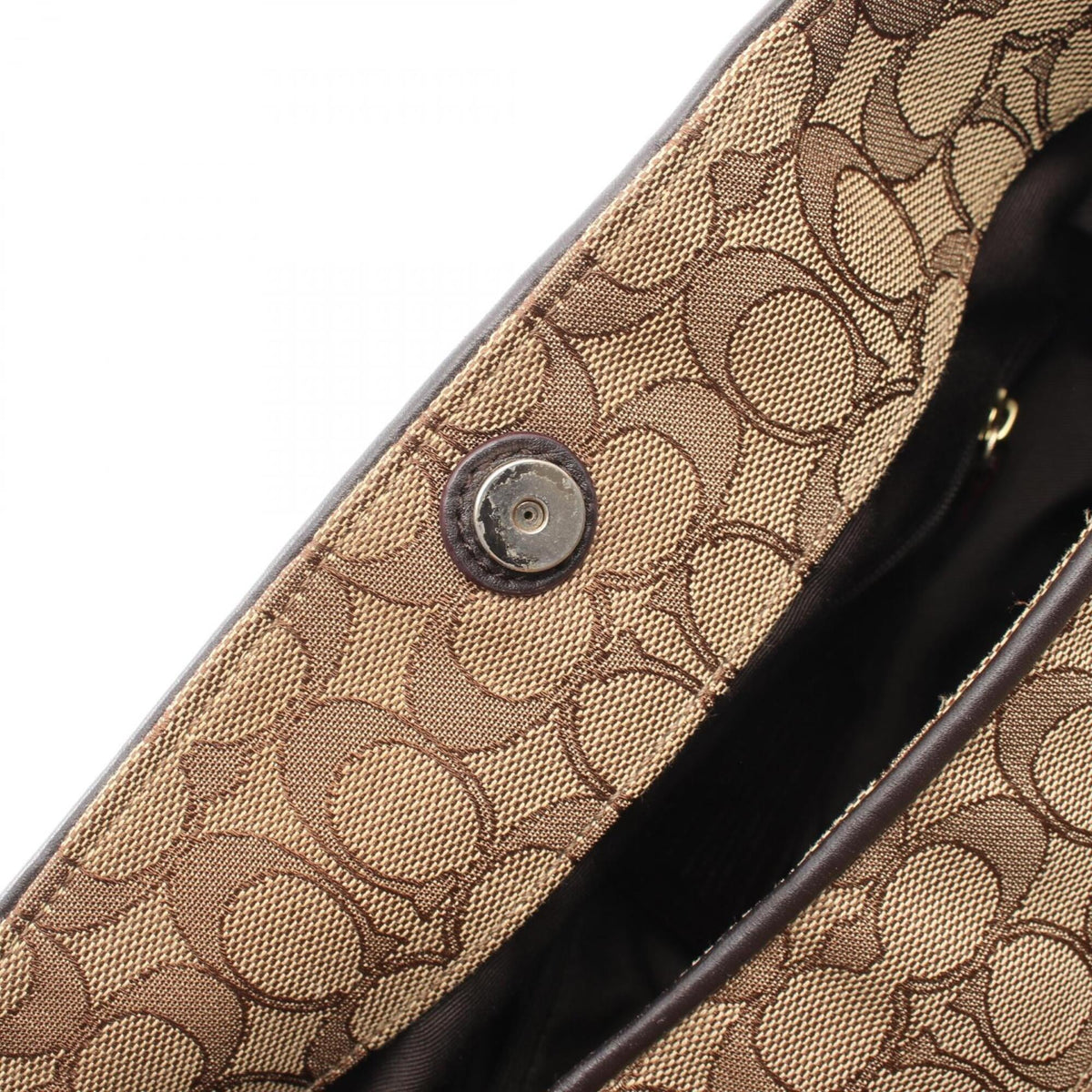 Coach Beige Brown Canvas Leather Handbag Shoulder Bag (Pre-Owned)