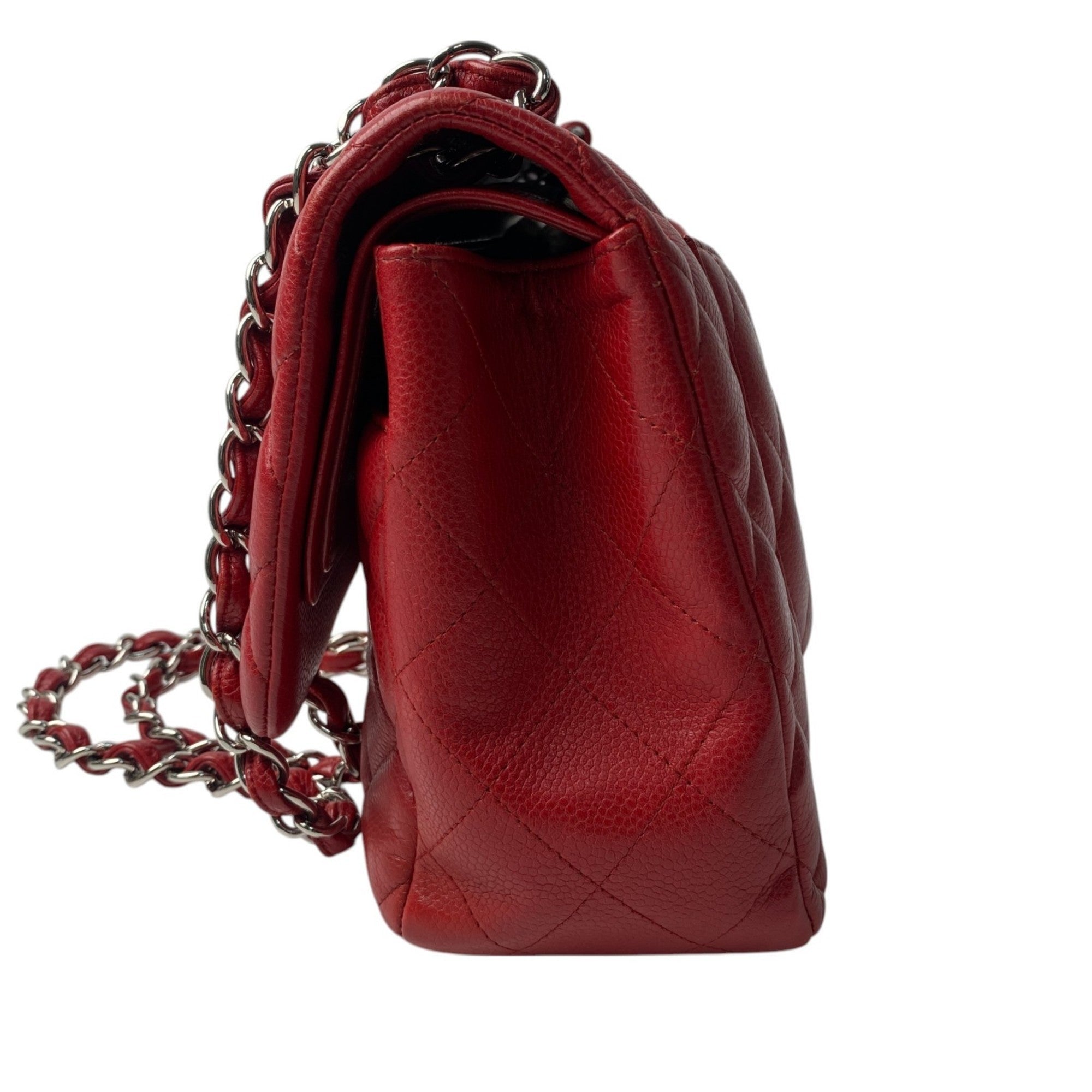 Chanel Matelasse Red Color Grained Calfskin Shoulder Bag (Pre-Owned)
