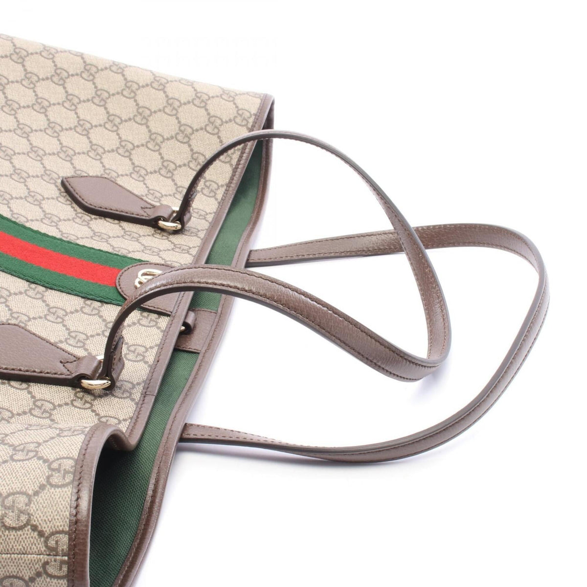 Gucci Beige Brown Multi-Color Coated Canvas Leather Handbag Tote Bag (Pre-Owned)