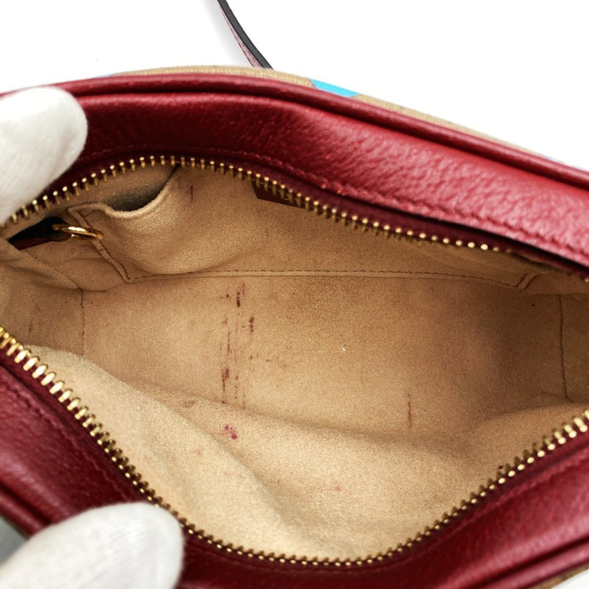 Gucci Brown Red Color Micro Gg Leather Shoulder Bag (Pre-Owned)