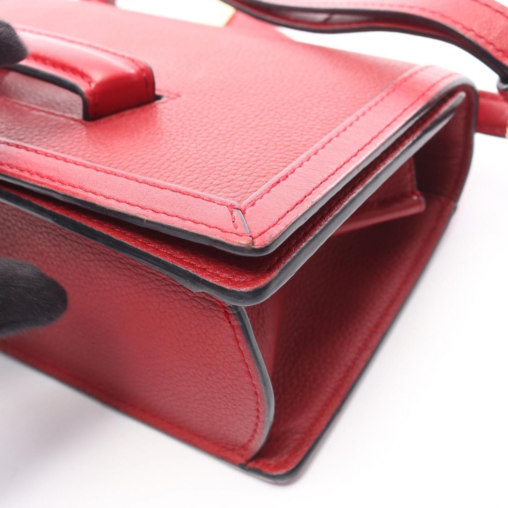 Loewe Red Color Leather Handbag Shoulder Bag (Pre-Owned)