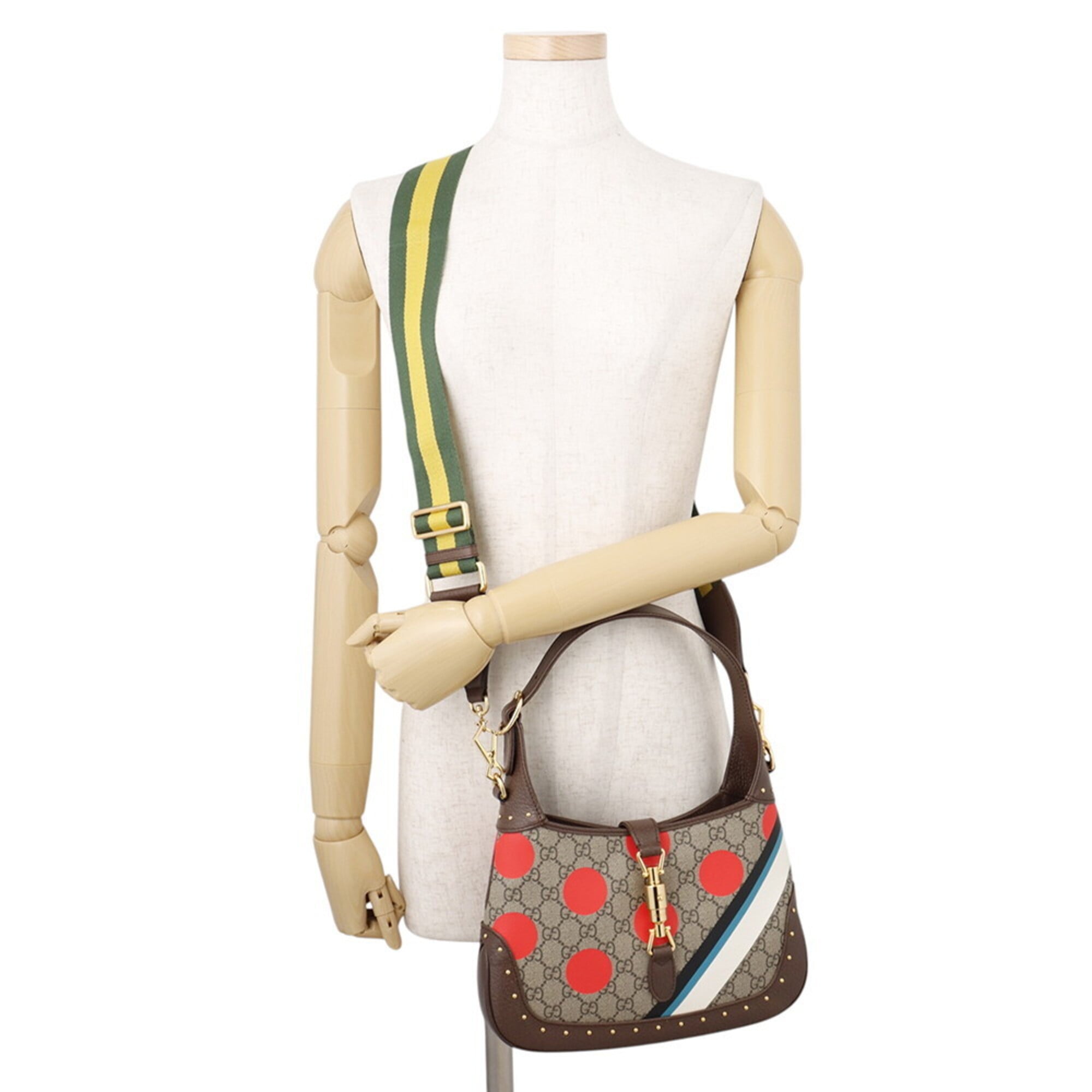 Gucci Beige Multi-Color Gg Supreme Leather Shoulder Bag (Pre-Owned)