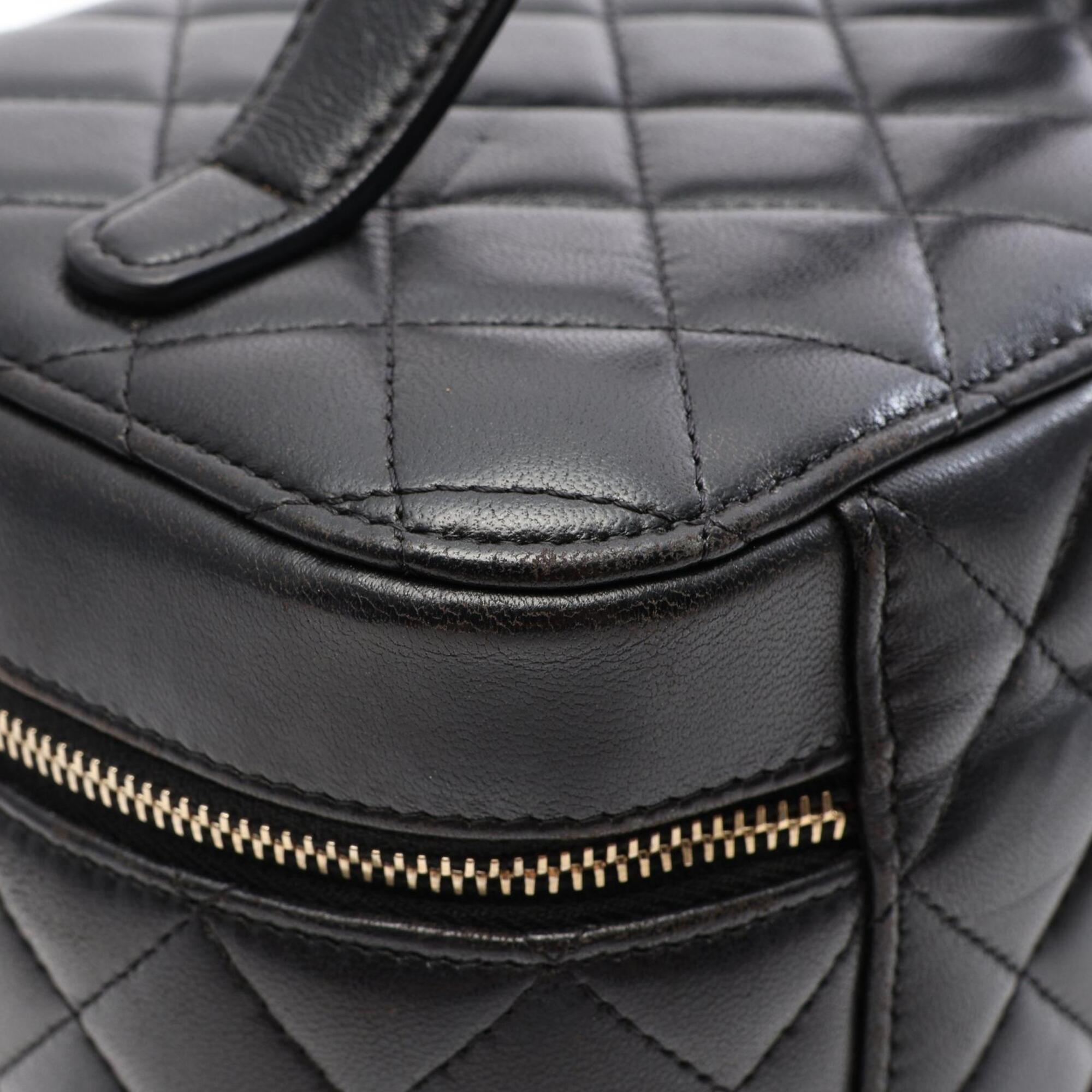 Chanel Black Leather Handbag Vanity Bag (Pre-Owned)