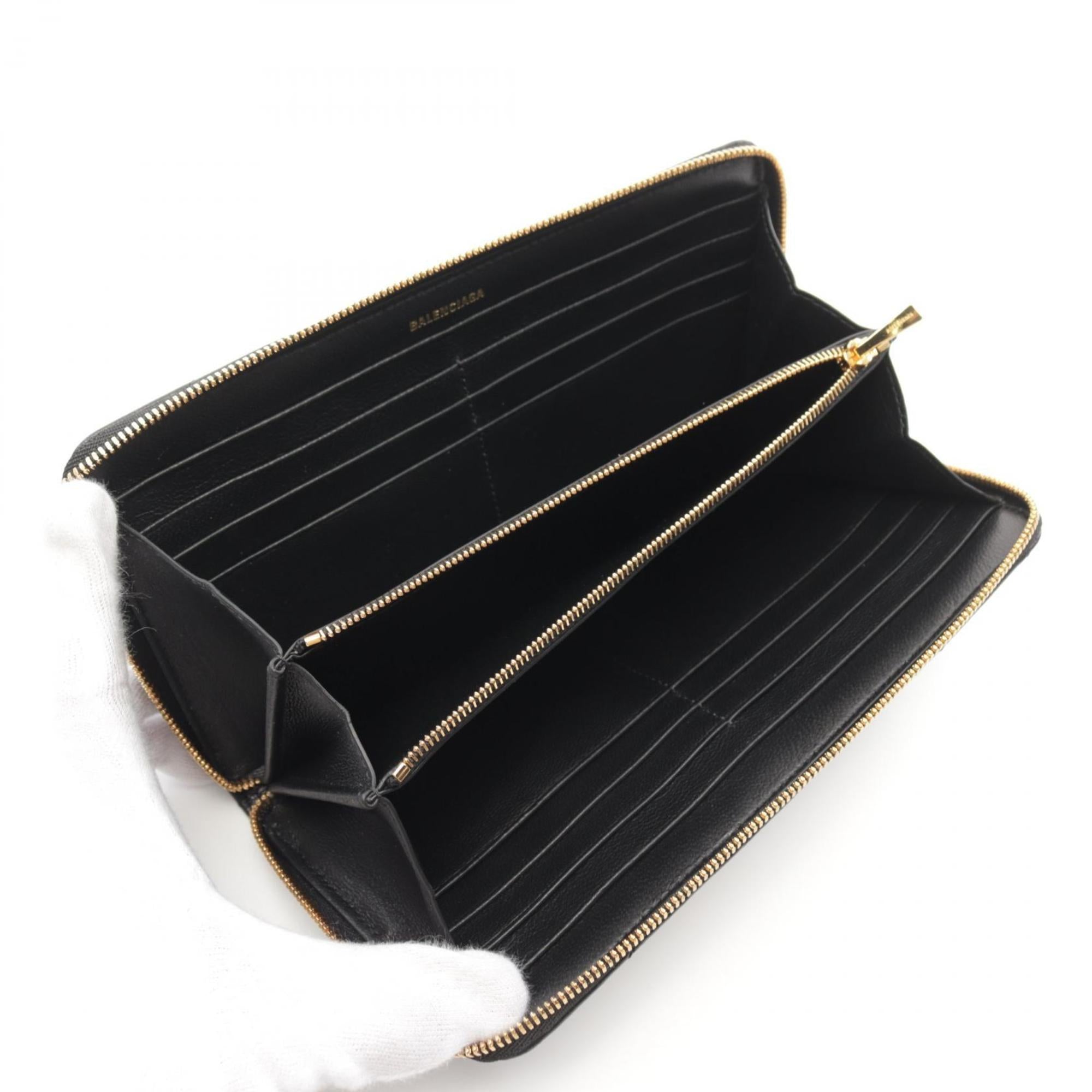 Balenciaga Black Leather Long Wallet (Bi-Fold) (Pre-Owned)