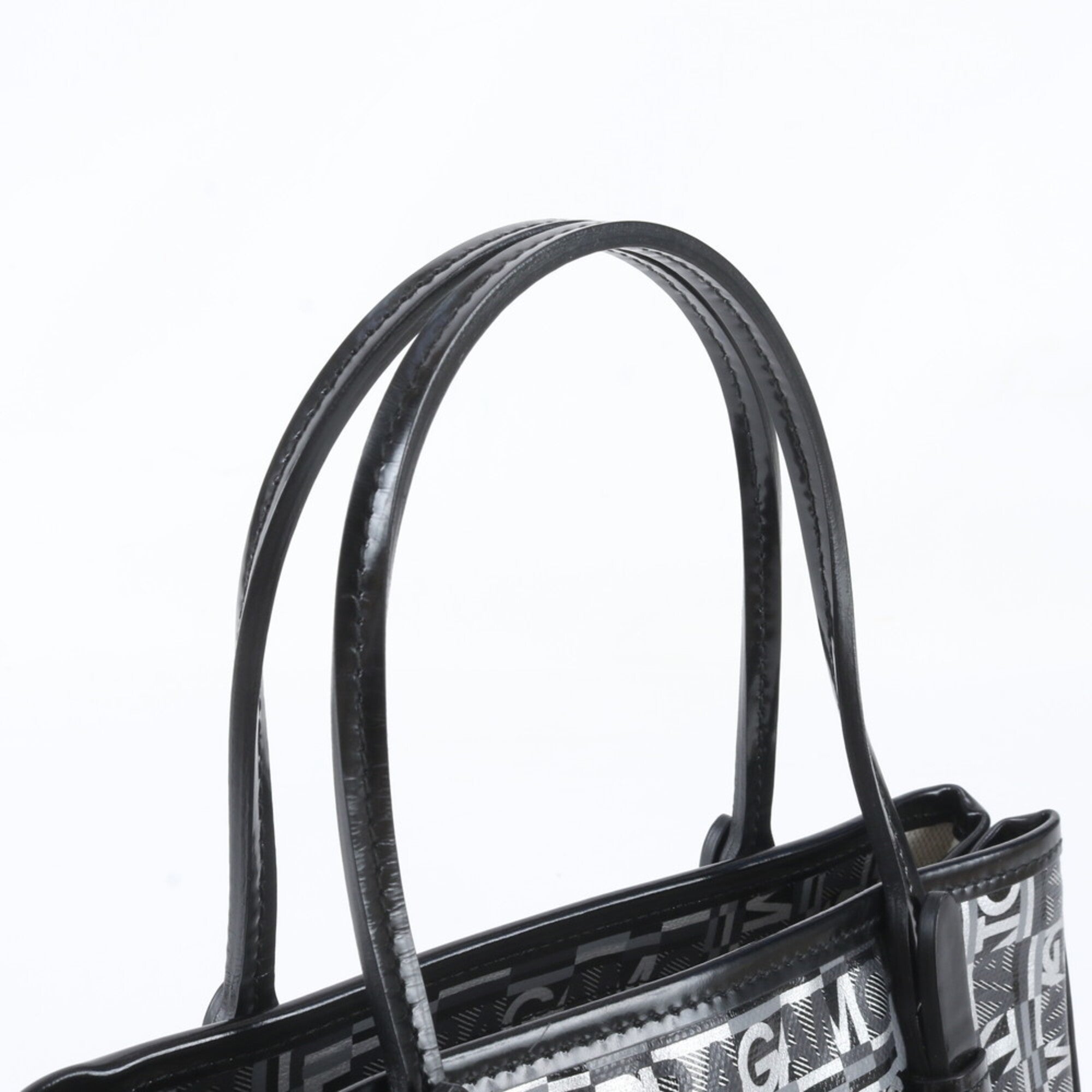 Salvatore Ferragamo Silver Leather Coated Canvas Handbag Shoulder Bag Tote Bag (Pre-Owned)