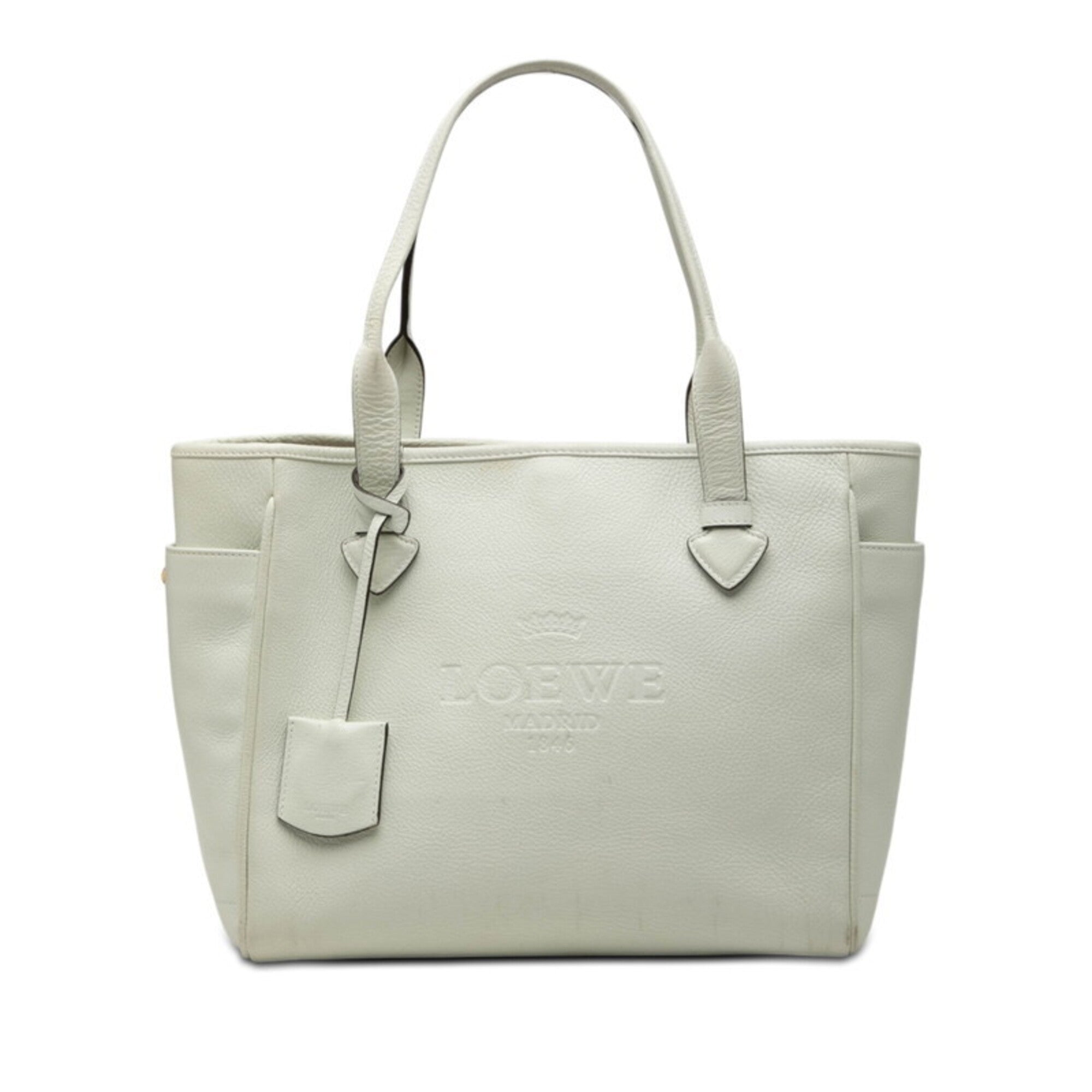 Loewe White Leather Shoulder Bag Tote Bag (Pre-Owned)