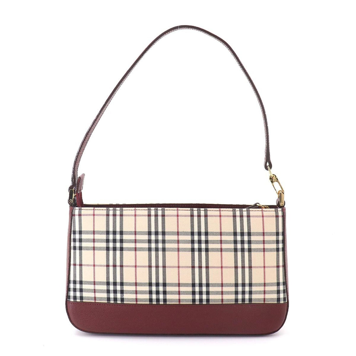Burberry Beige Bordeaux Canvas Leather Shoulder Bag (Pre-Owned)