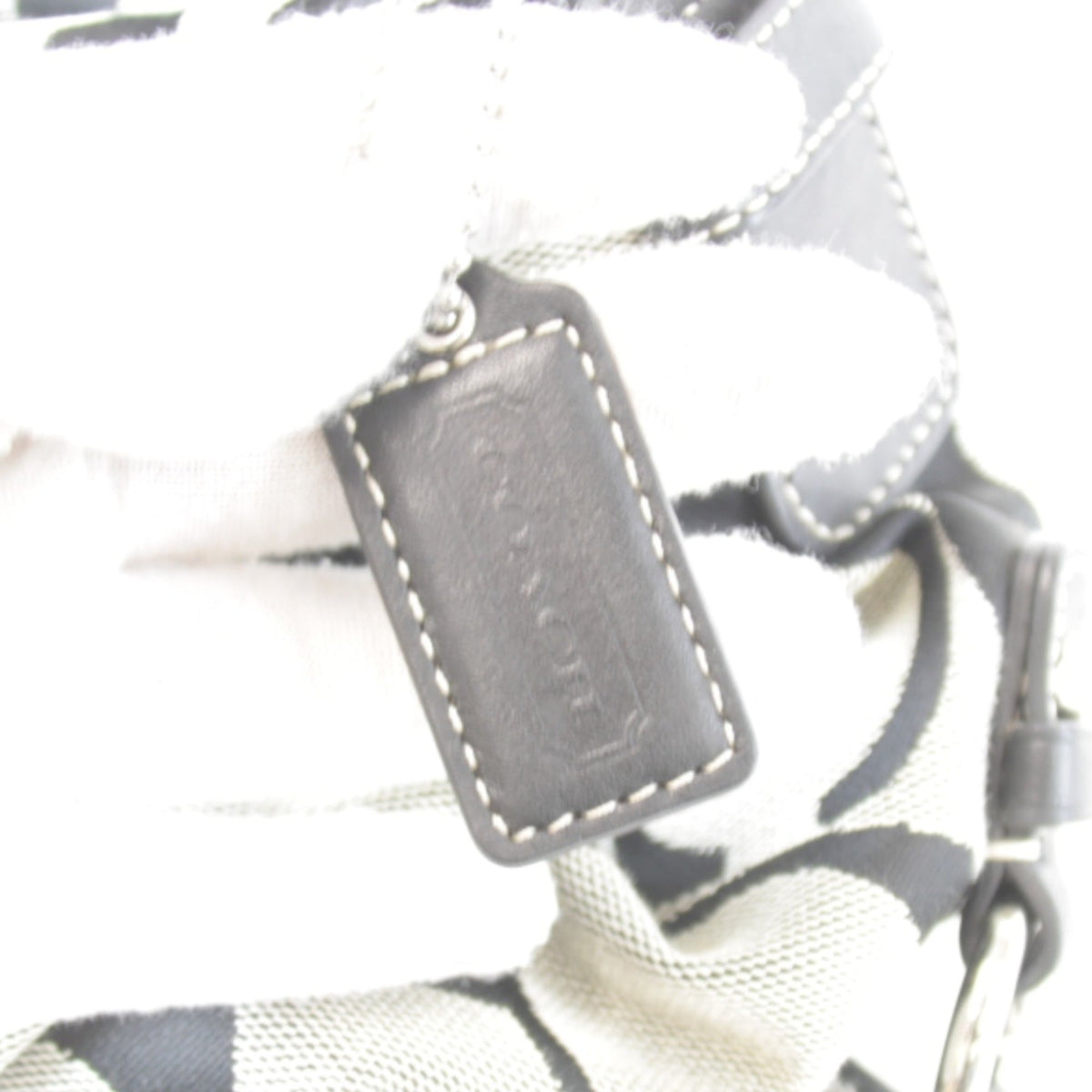 Coach Black Gray Canvas Leather Shoulder Bag (Pre-Owned)