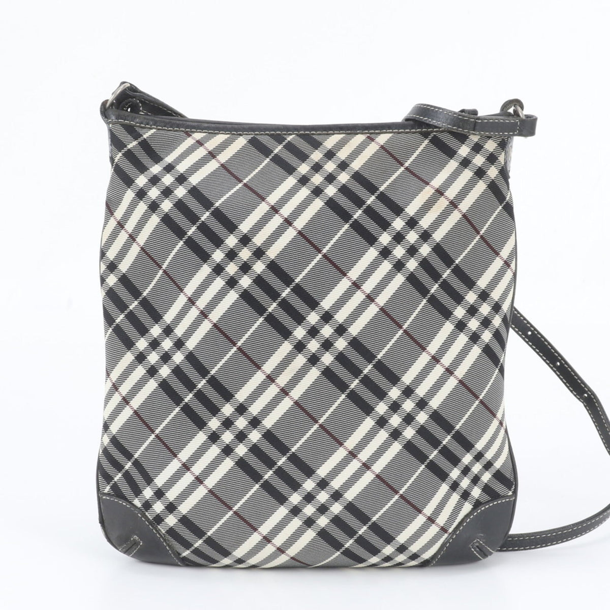 Burberry Black Leather Canvas Handbag Shoulder Bag Tote Bag (Pre-Owned)