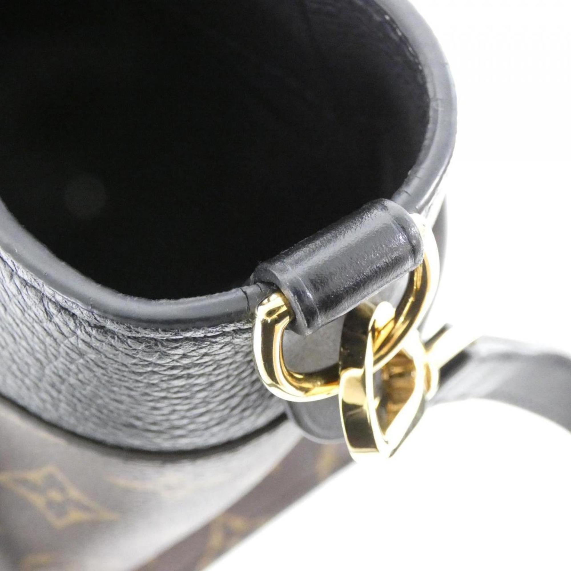 Louis Vuitton Black Leather Coated Canvas Handbag (Pre-Owned)