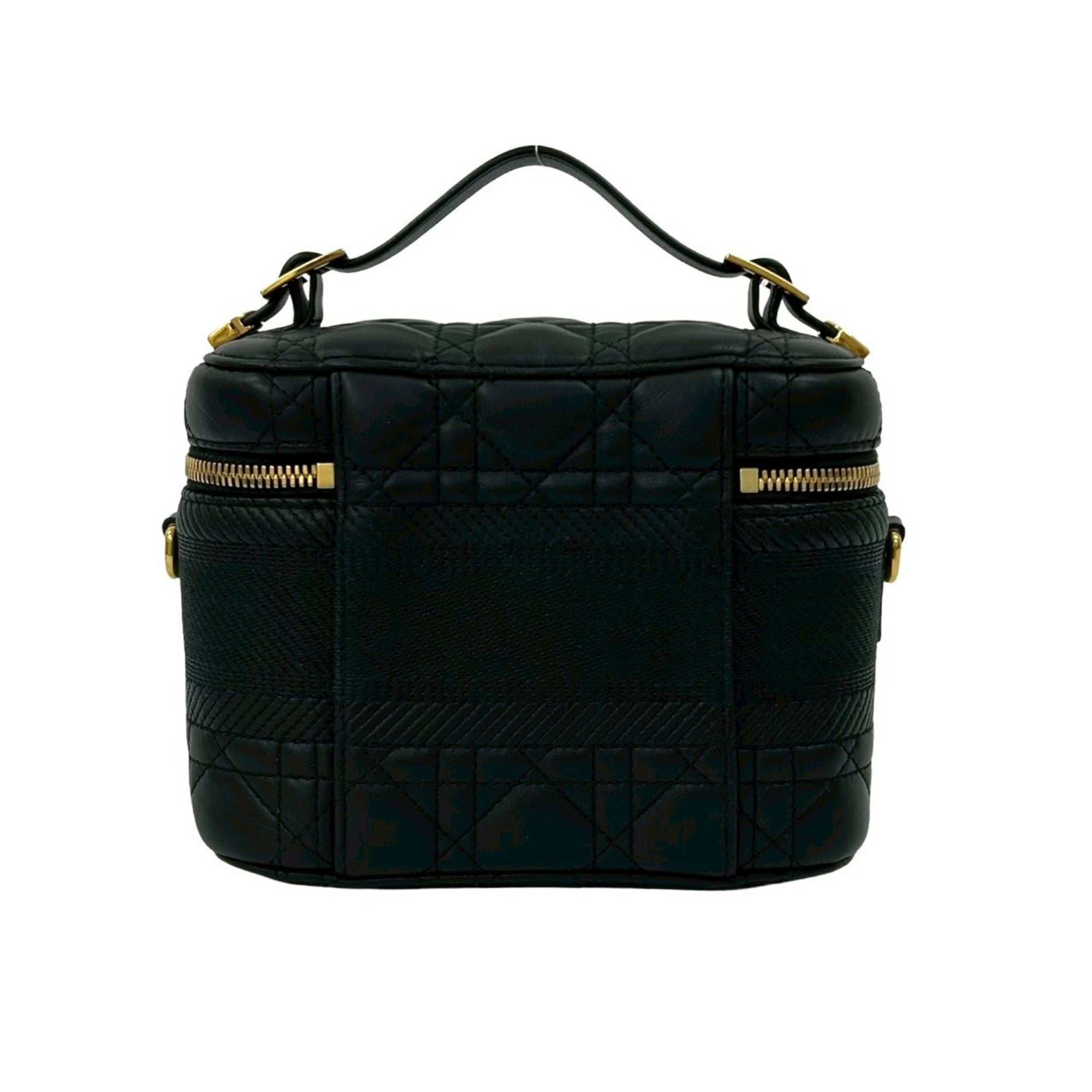 Christian Dior Black Leather Handbag Shoulder Bag Vanity Bag (Pre-Owned)