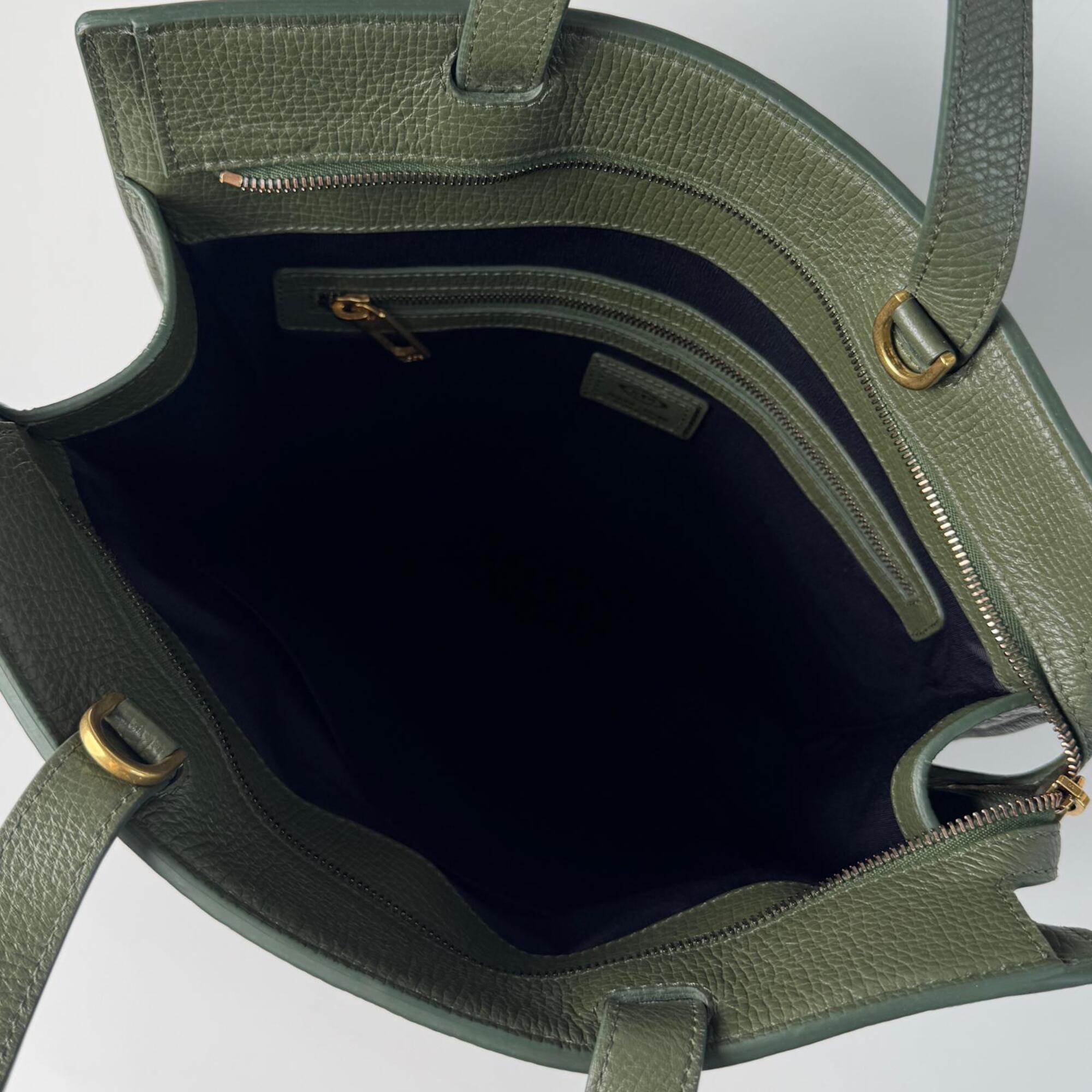 Tod's Green Leather Shoulder Bag Tote Bag (Pre-Owned)