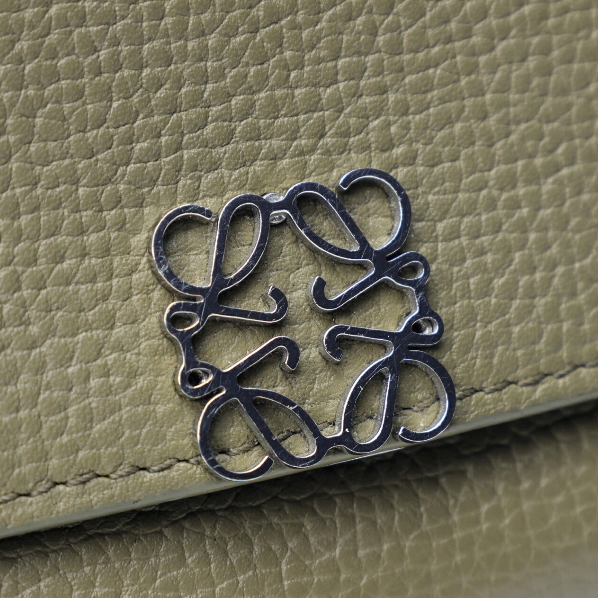 Loewe Khaki Leather Wallet (Tri-Fold) (Pre-Owned)