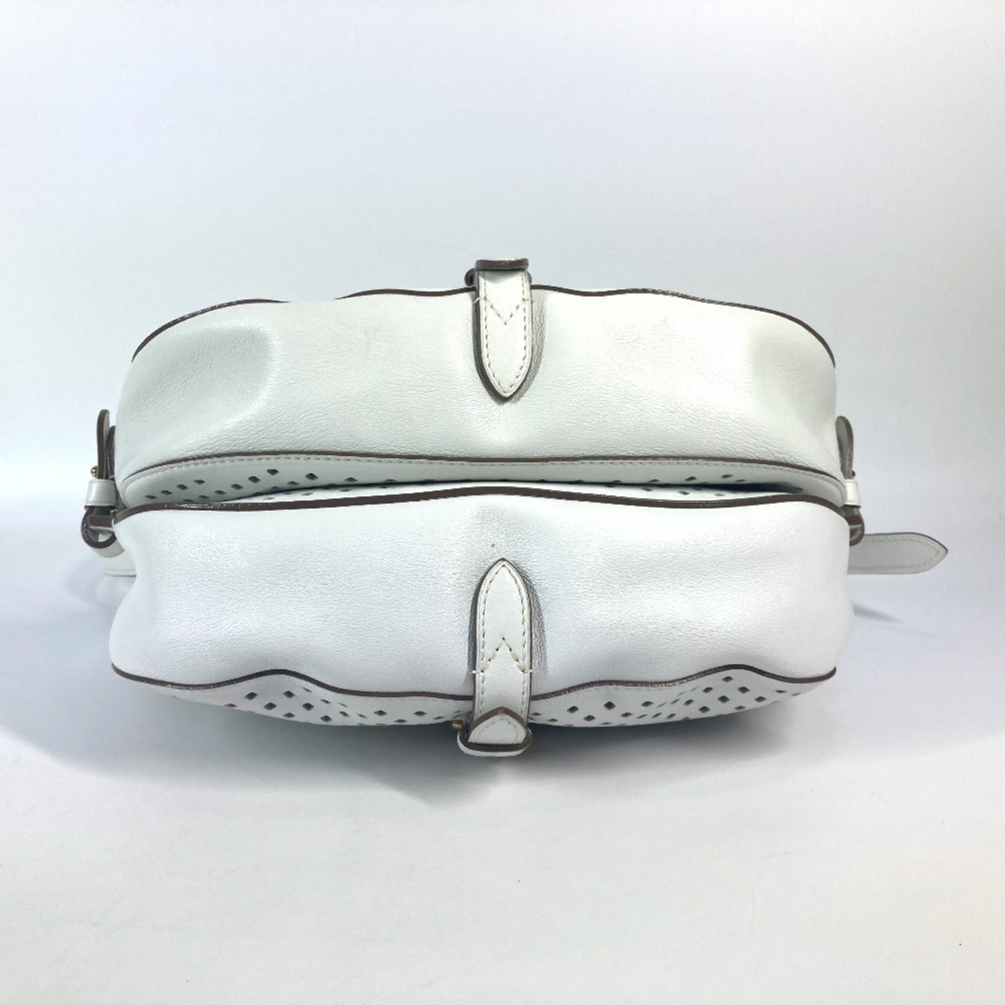 Louis Vuitton White Leather Messenger Bag Shoulder Bag (Pre-Owned)