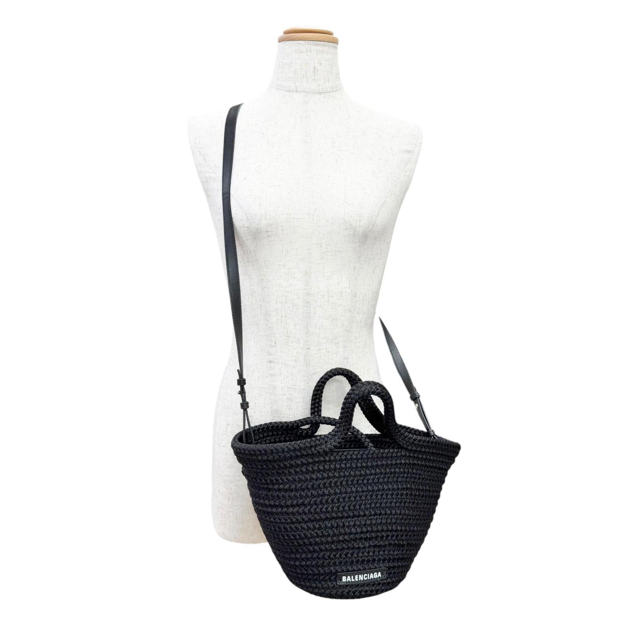 Balenciaga Black Leather Basket Handbag Shoulder Bag (Pre-Owned)