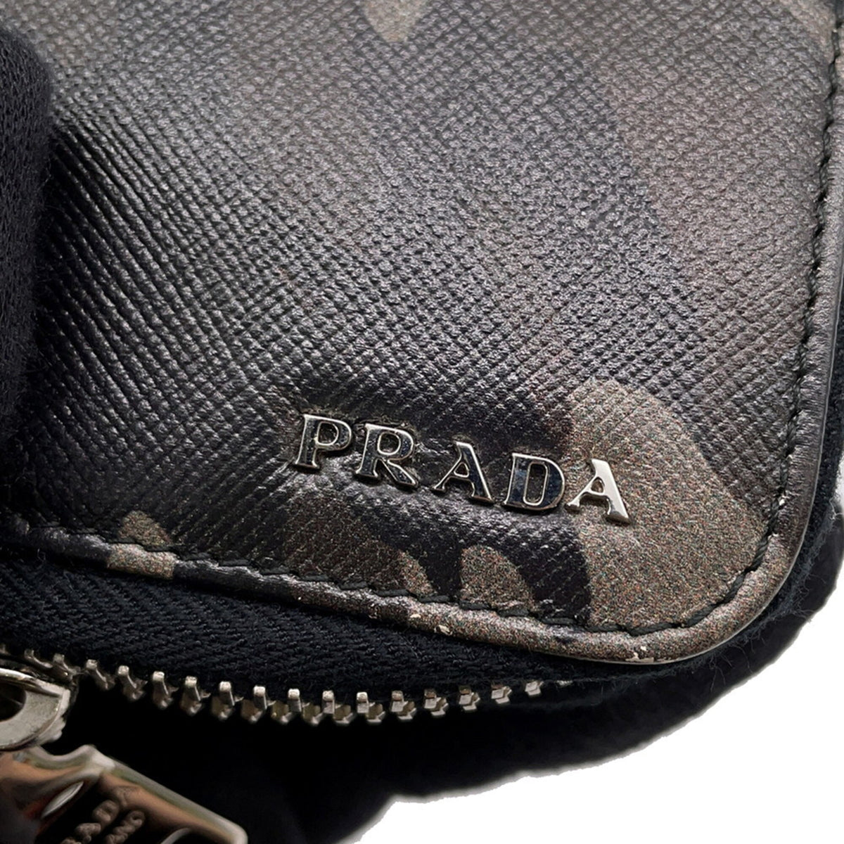 Prada Beige Black Brown Leather Long Wallet (Bi-Fold) (Pre-Owned)