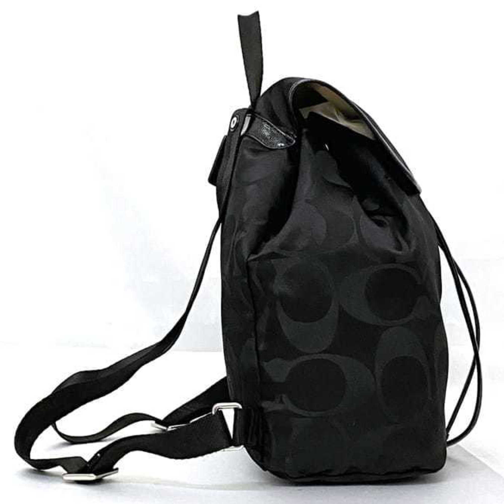 Coach Black Canvas Leather Backpack (Pre-Owned)