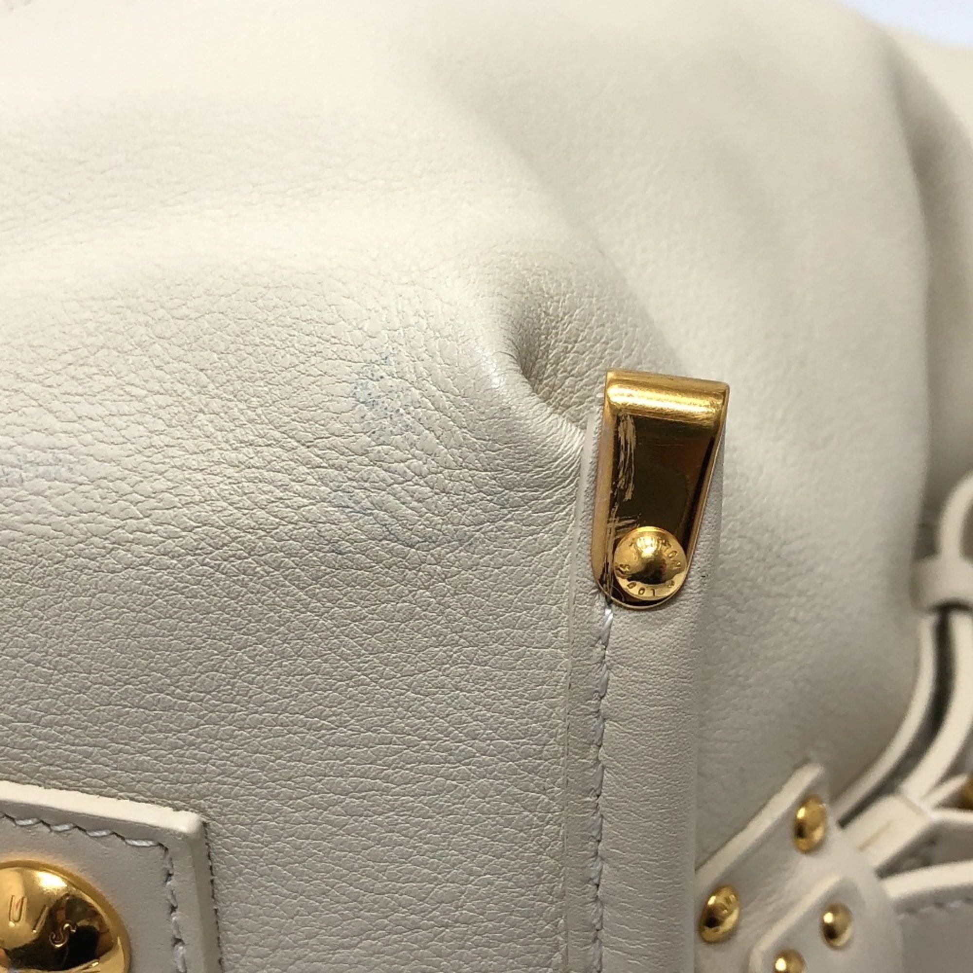 Louis Vuitton White Leather Boston Bag (Pre-Owned)