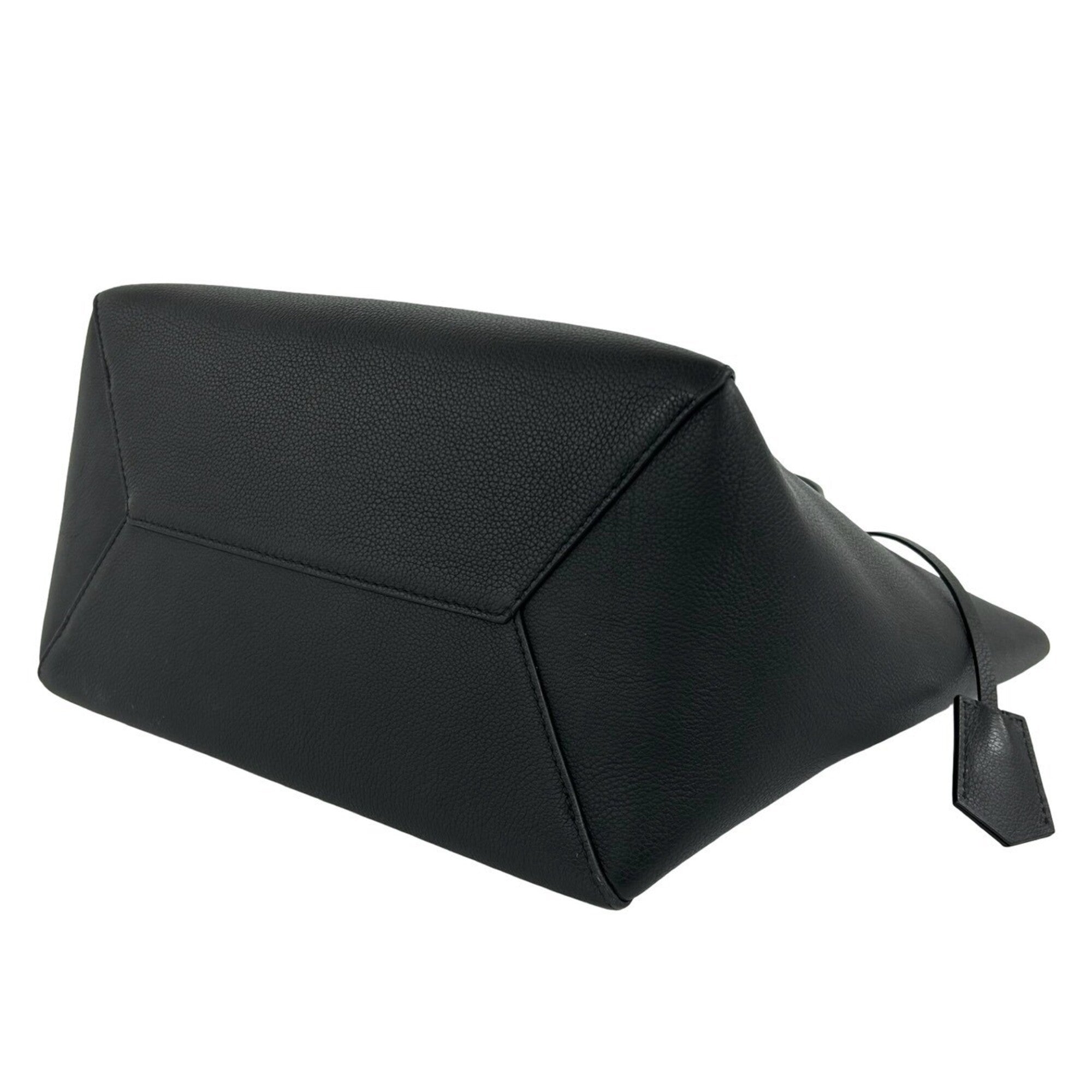 Louis Vuitton Black Leather Shoulder Bag Tote Bag (Pre-Owned)