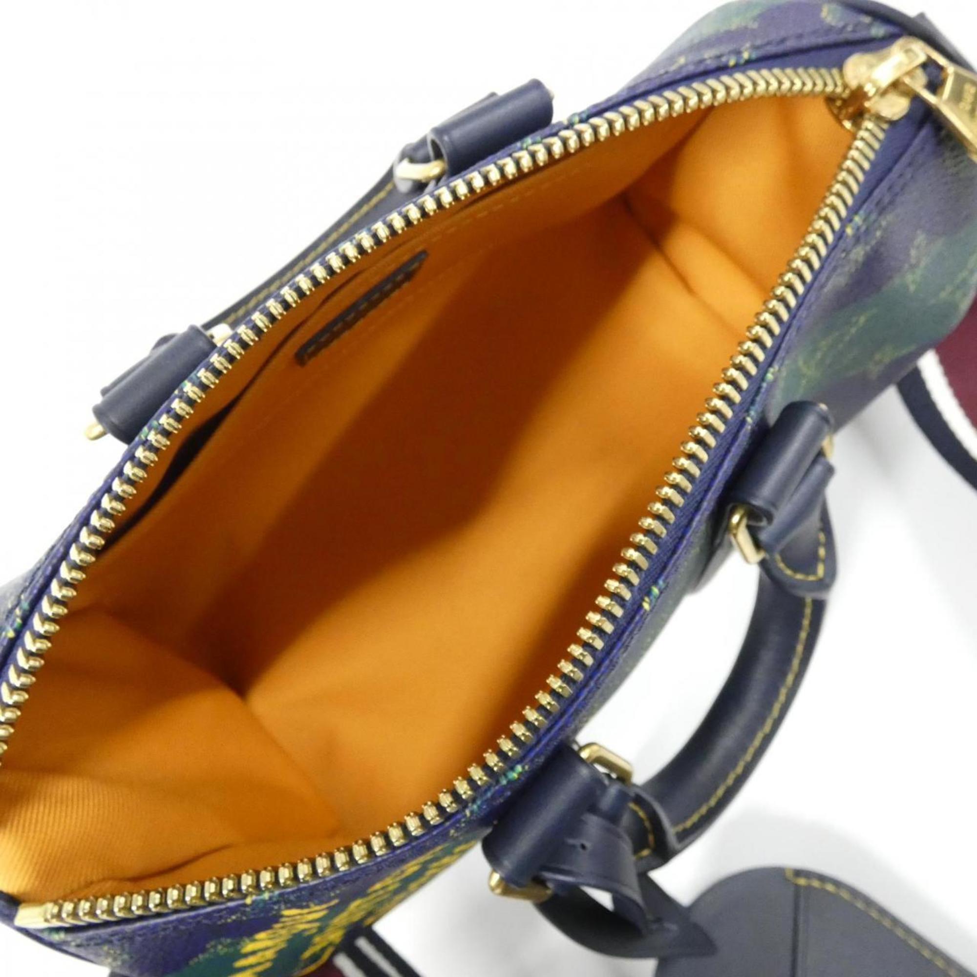 Louis Vuitton Blue Coated Canvas Boston Bag (Pre-Owned)