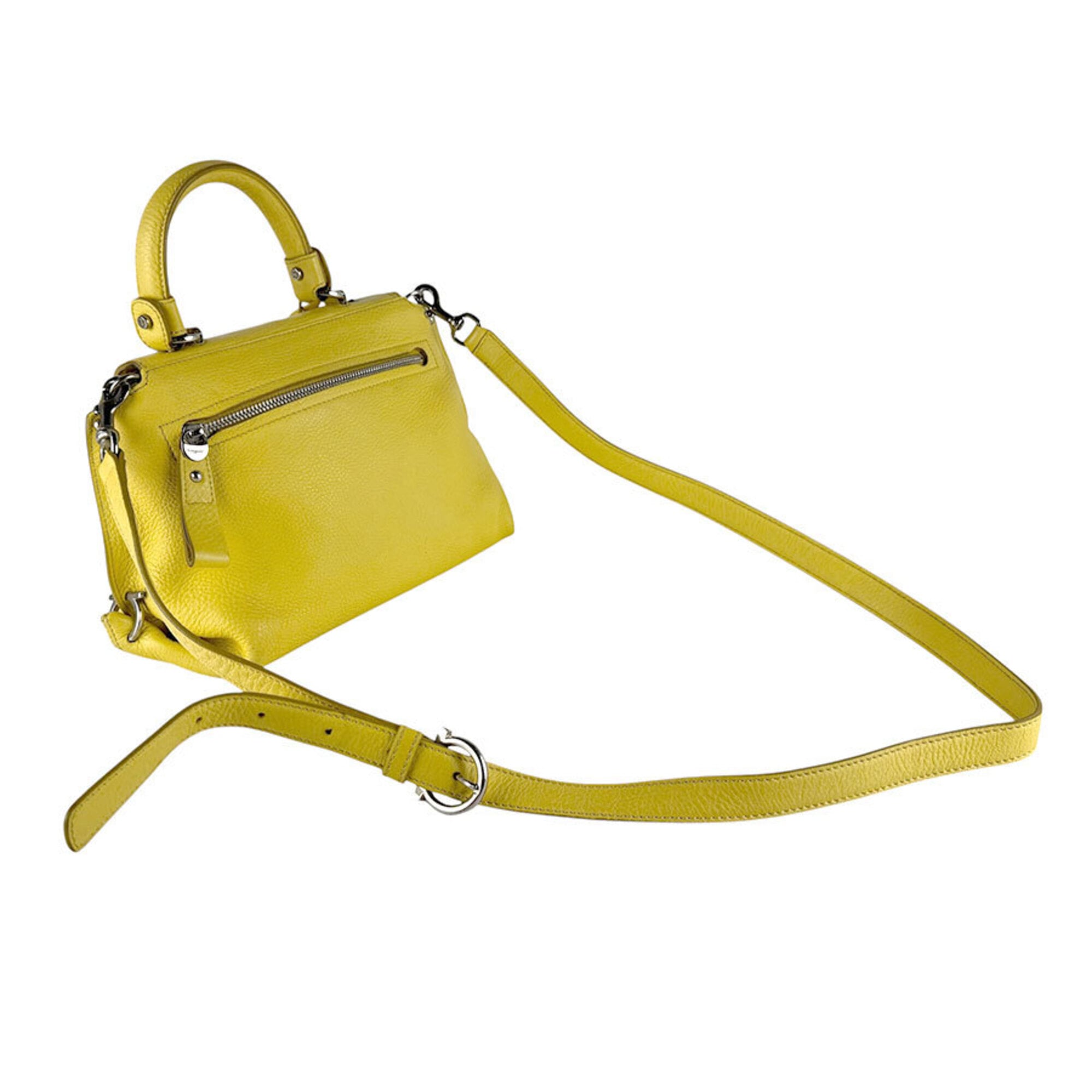 Salvatore Ferragamo Yellow Leather Handbag Shoulder Bag (Pre-Owned)