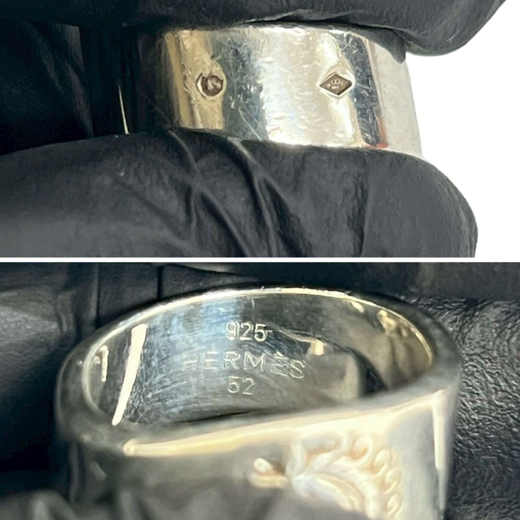 Hermes Silver Silver 925 Band Ring (Pre-Owned)