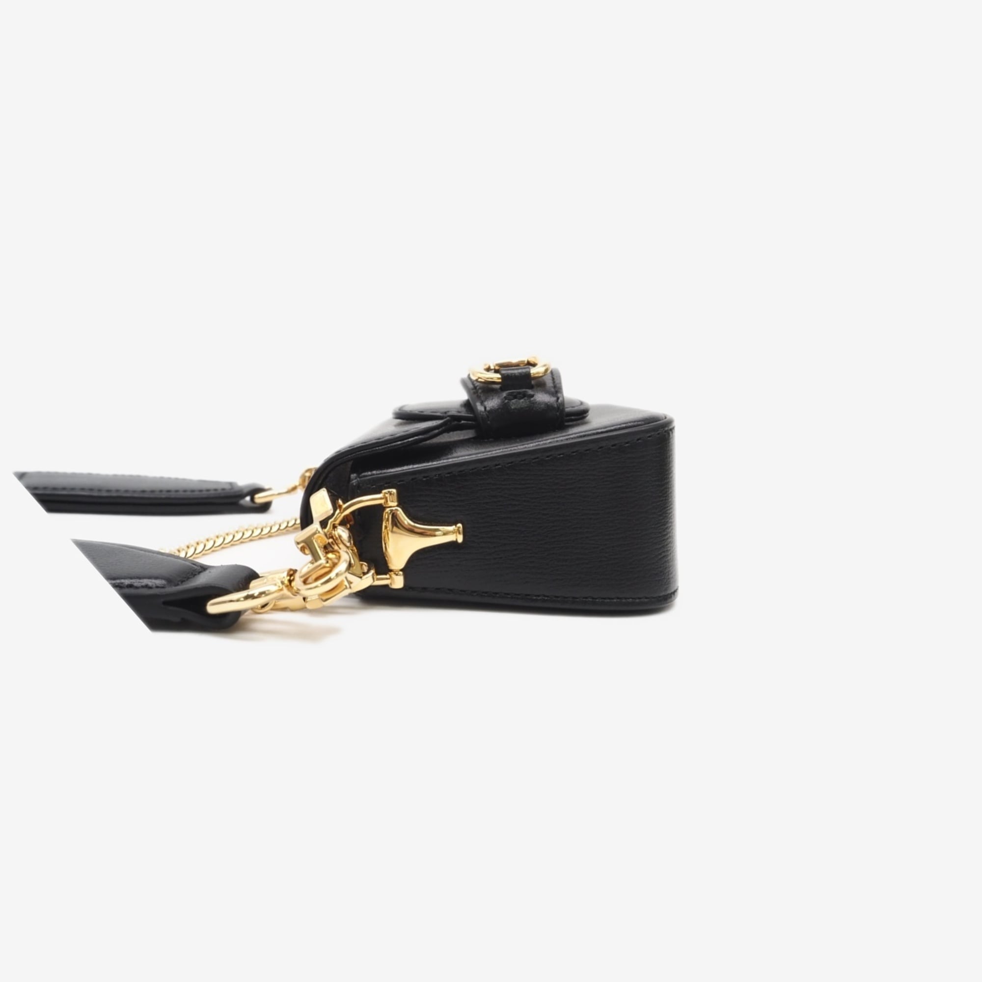 Gucci Horsebit Black Leather Canvas Shoulder Bag (Pre-Owned)