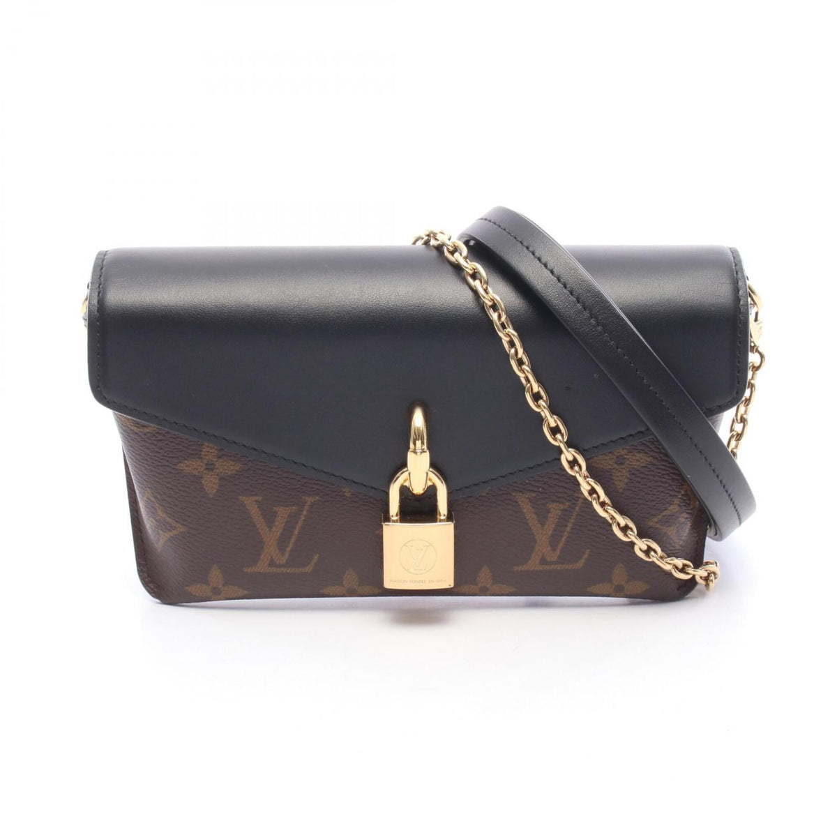 Louis Vuitton Black Brown Monogram Coated Canvas Leather Handbag Shoulder Bag (Pre-Owned)