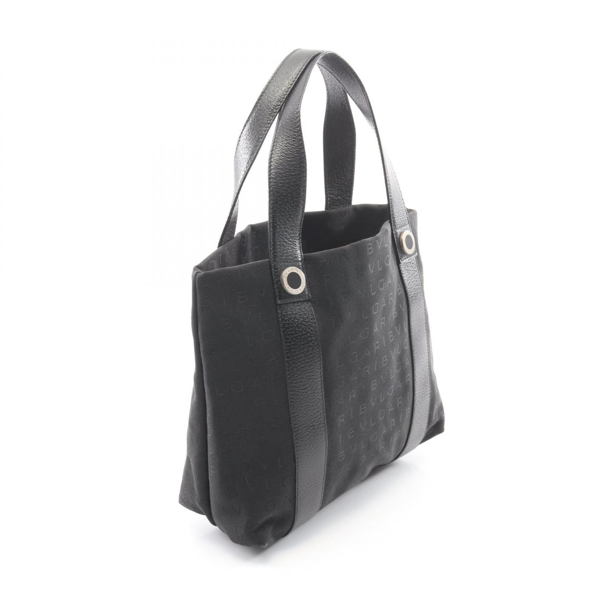 Bvlgari Black Canvas Leather Handbag Tote Bag (Pre-Owned)