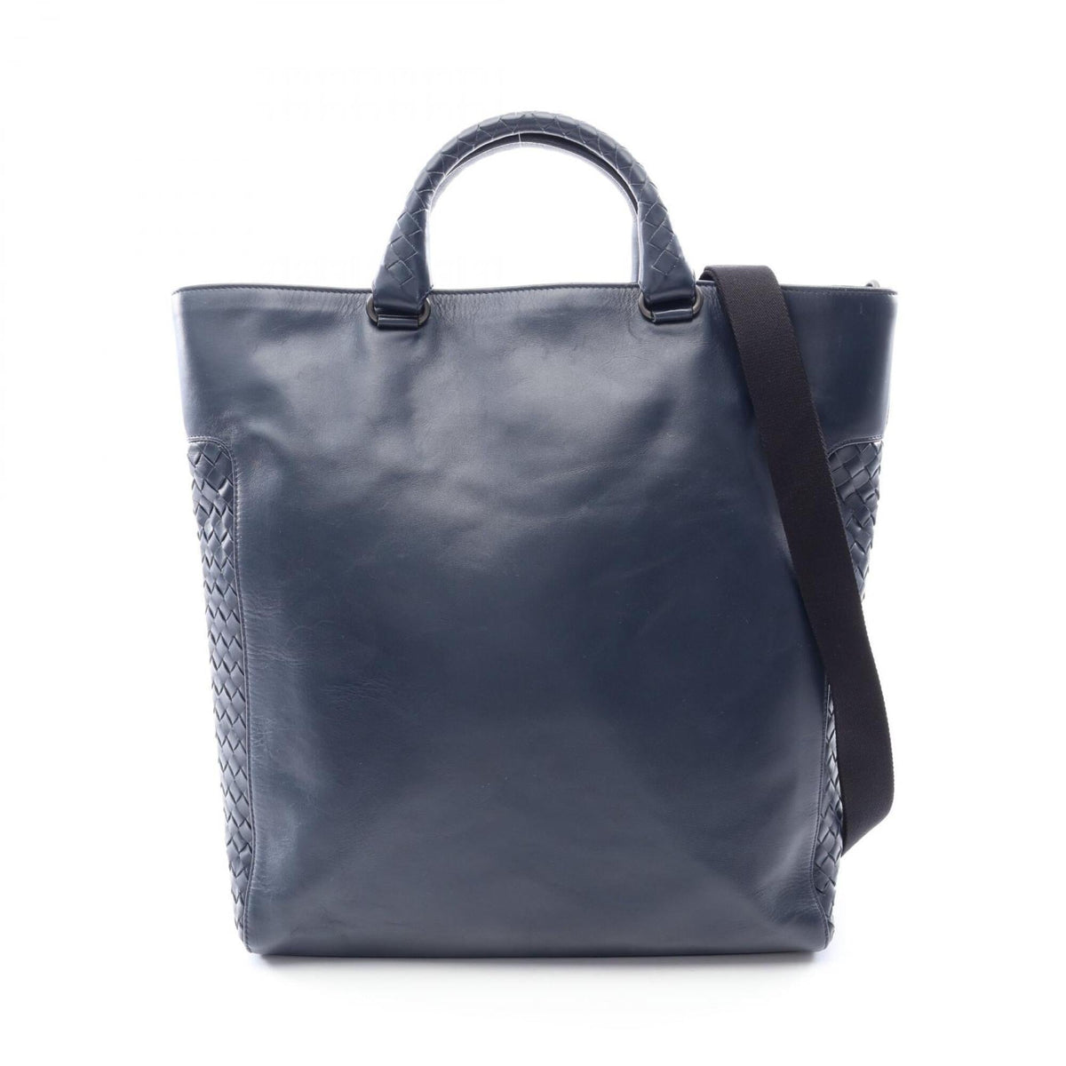 Bottega Veneta Navy Leather Handbag Tote Bag (Pre-Owned)