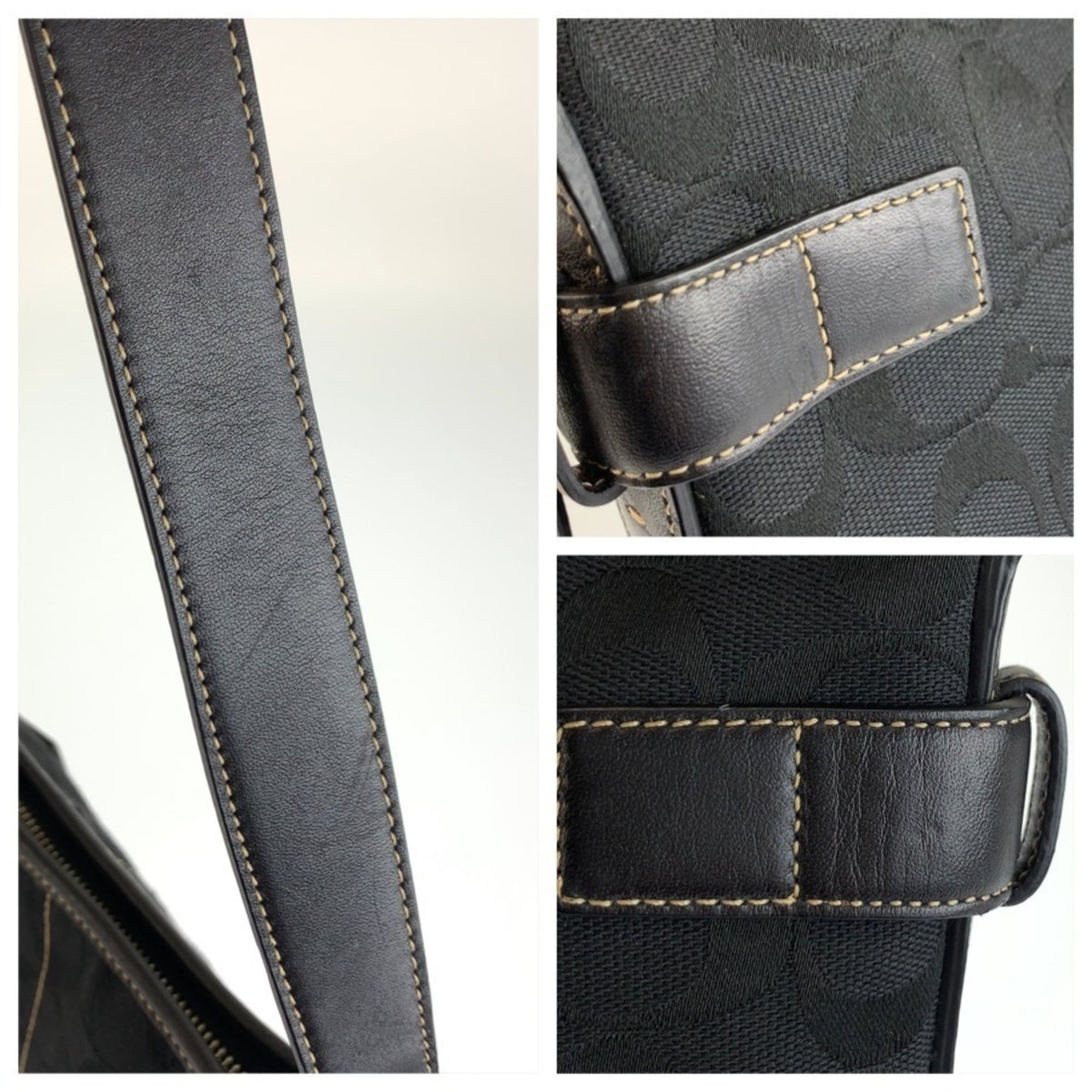 Coach Black Canvas Leather Shoulder Bag (Pre-Owned)