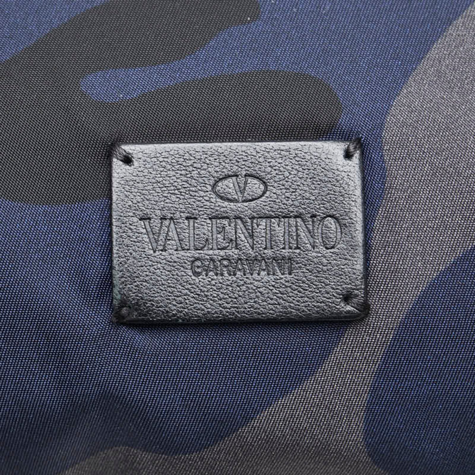 Valentino Camouflage Gray Navy Black Nylon Fanny Pack (Pre-Owned)