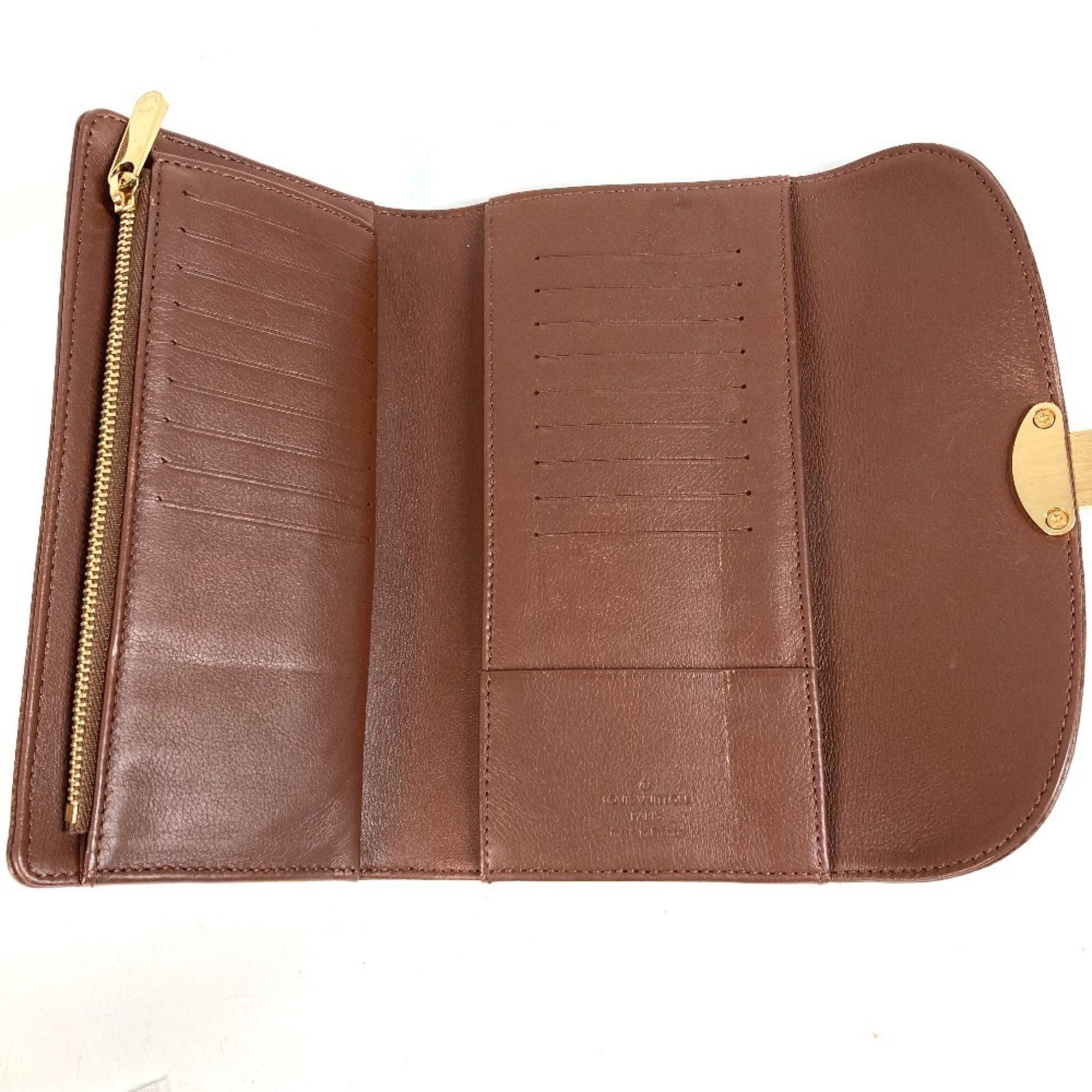 Louis Vuitton Brown Mahina Leather Long Wallet (Tri-Fold) (Pre-Owned)