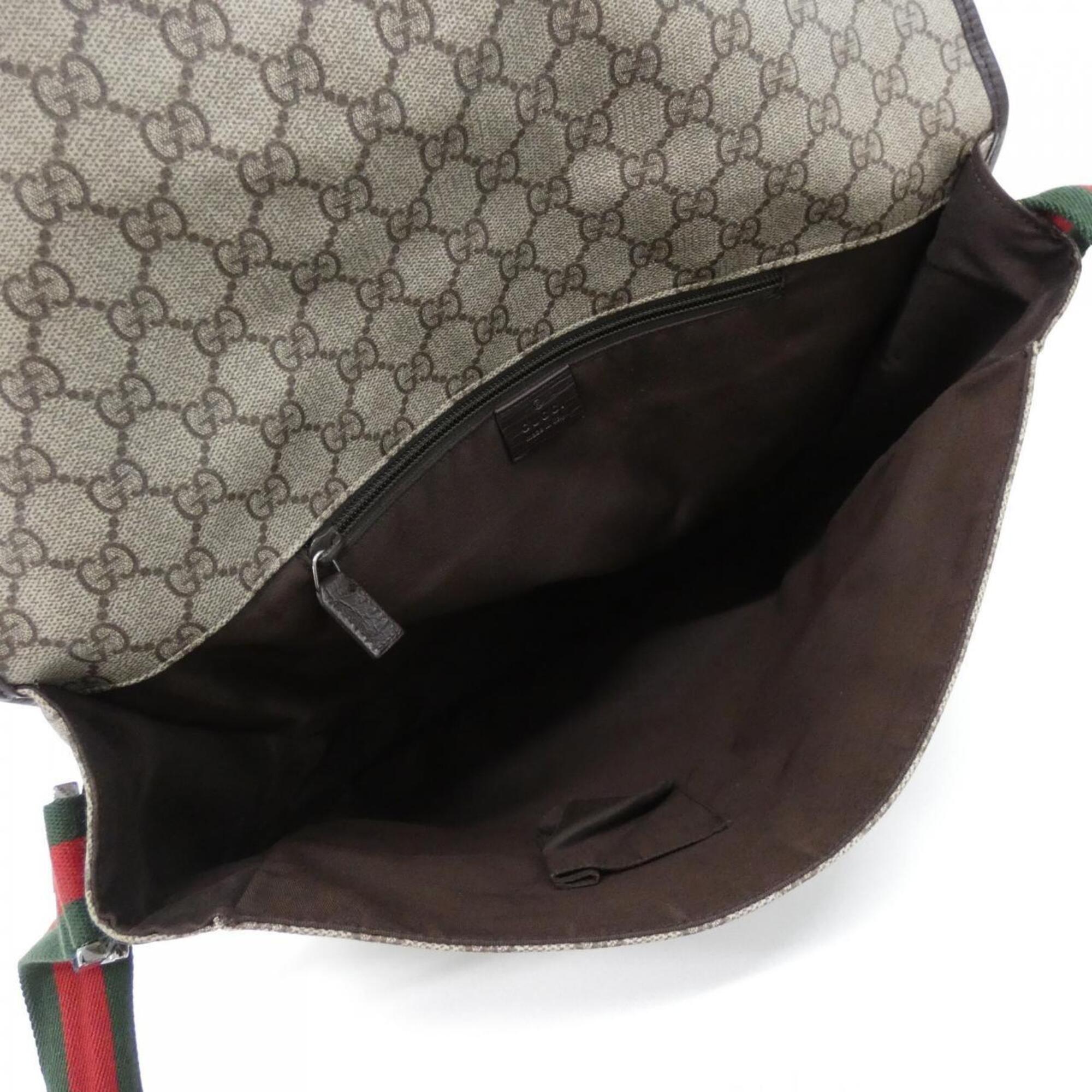 Gucci Beige Dark Brown Gg Plus Shoulder Bag (Pre-Owned)