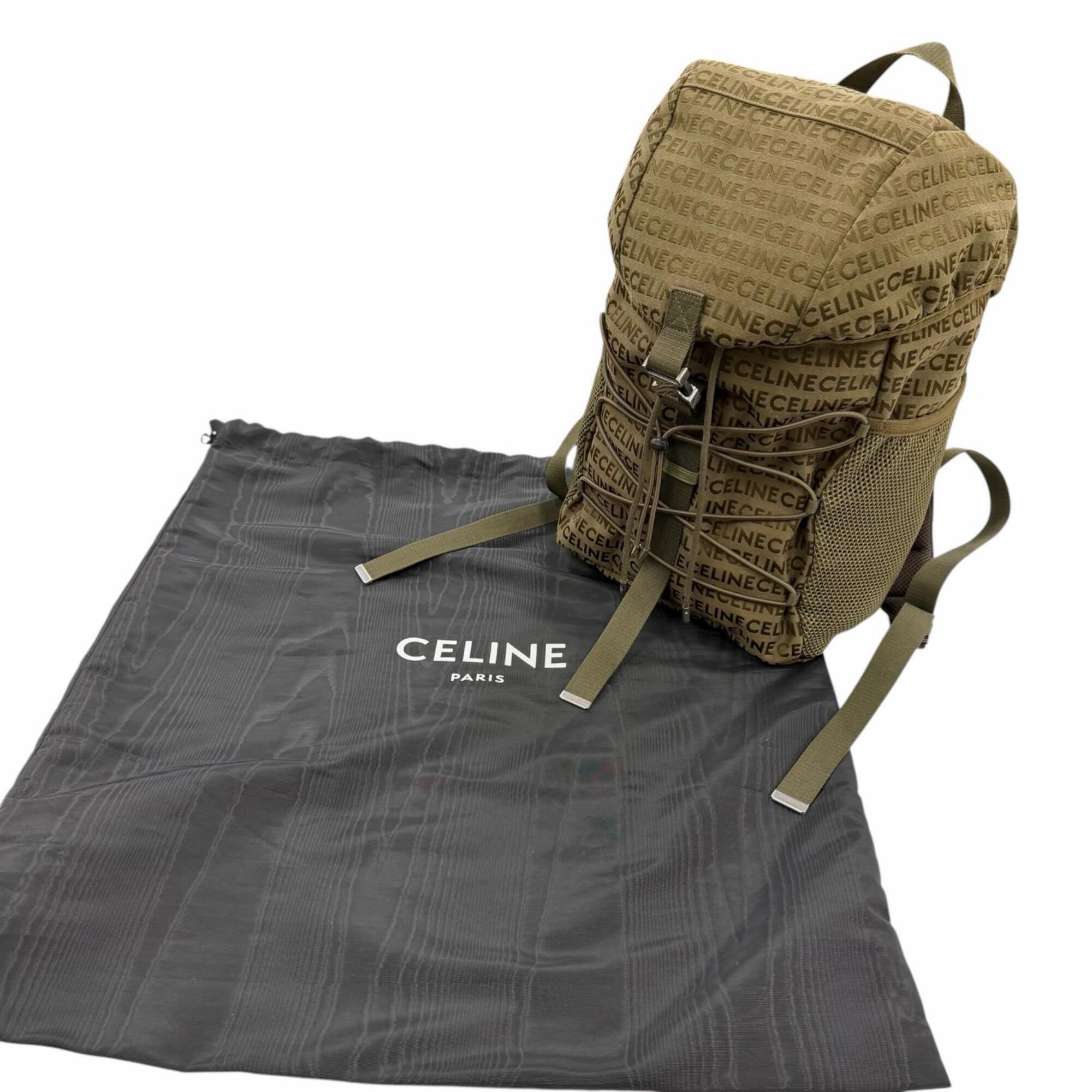 Celine Khaki Canvas Leather Backpack (Pre-Owned)