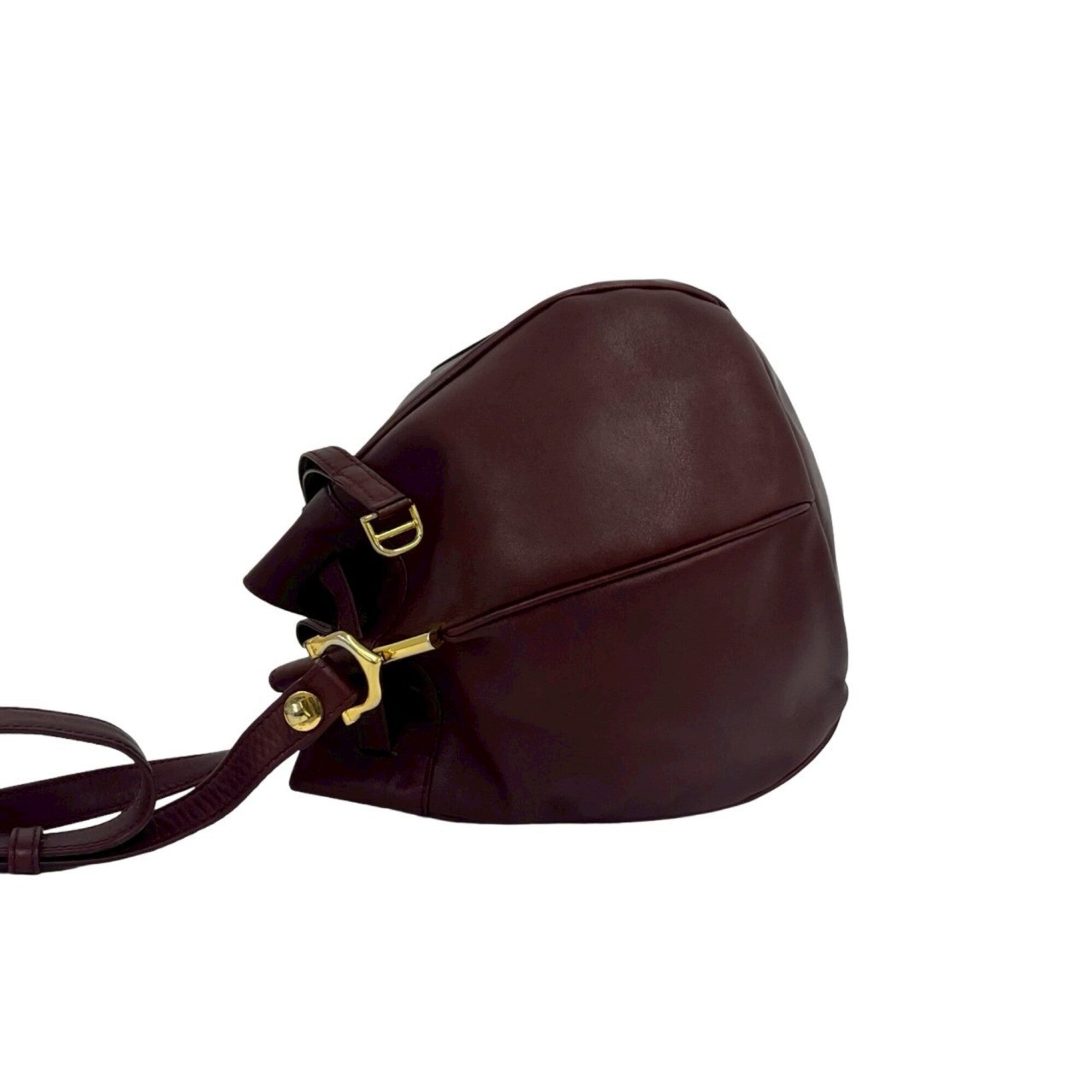 Cartier Wine Red Leather Pochette Shoulder Bag (Pre-Owned)