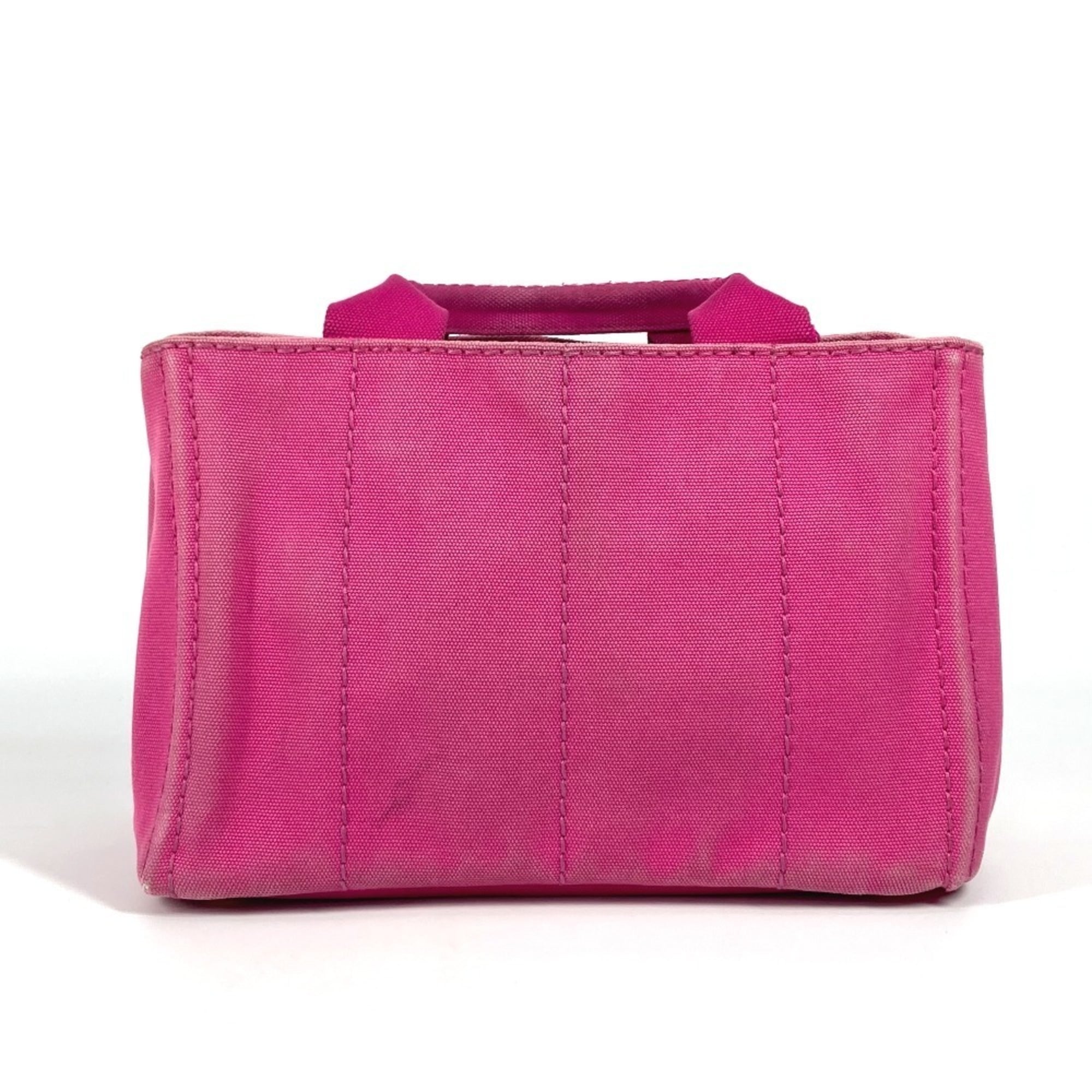 Prada Pink White Canvas Handbag Tote Bag (Pre-Owned)