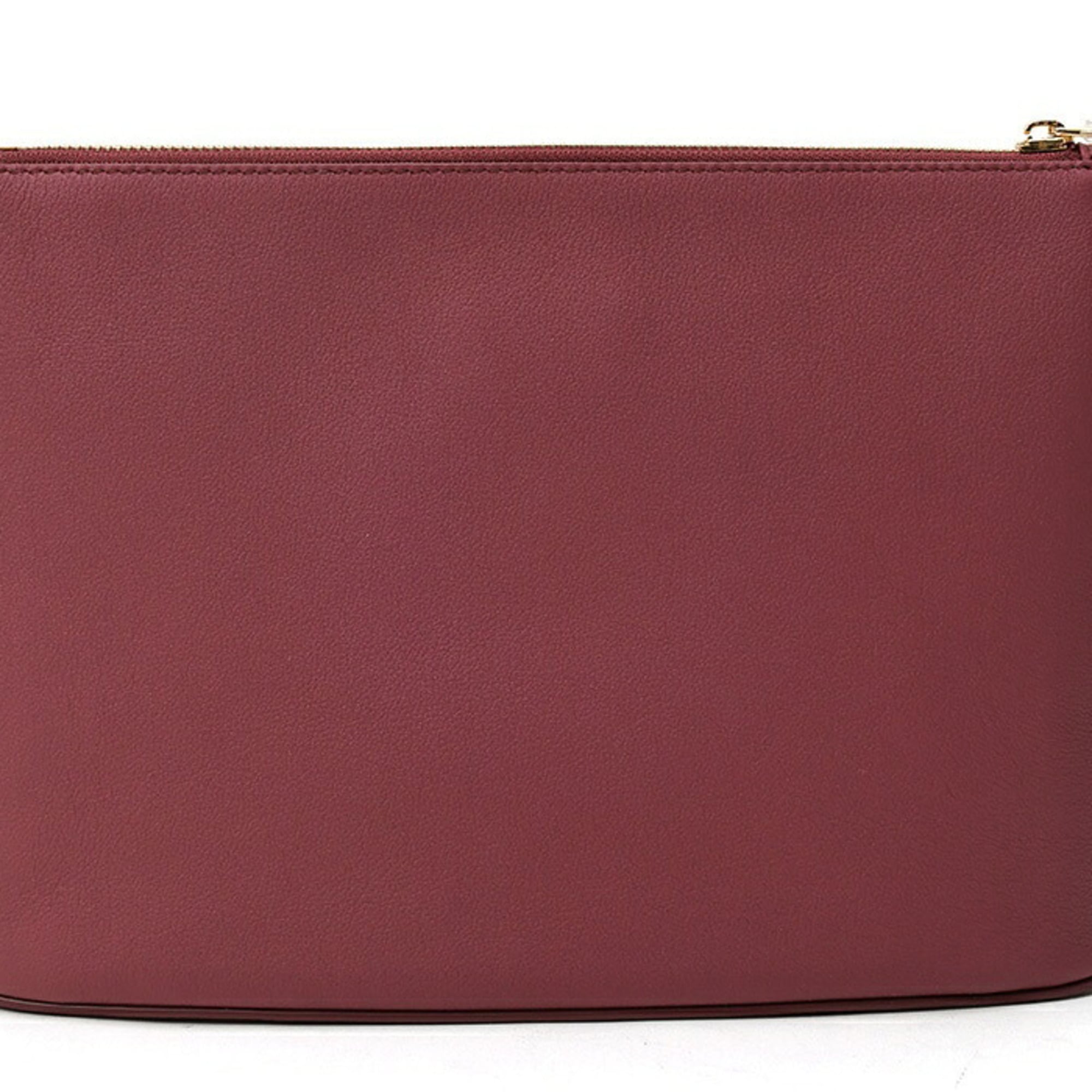 Loewe Bordeaux Leather Clutch Bag (Pre-Owned)